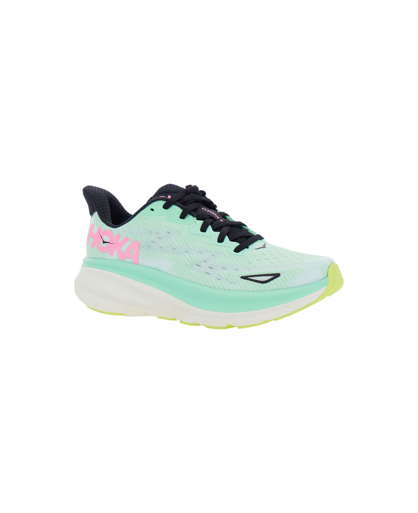 Hoka 
clifton 9
 Multicolor Sneakers With Zig Zag Embroidery And Side Logo Print In Rubber Unisex - Multicolor