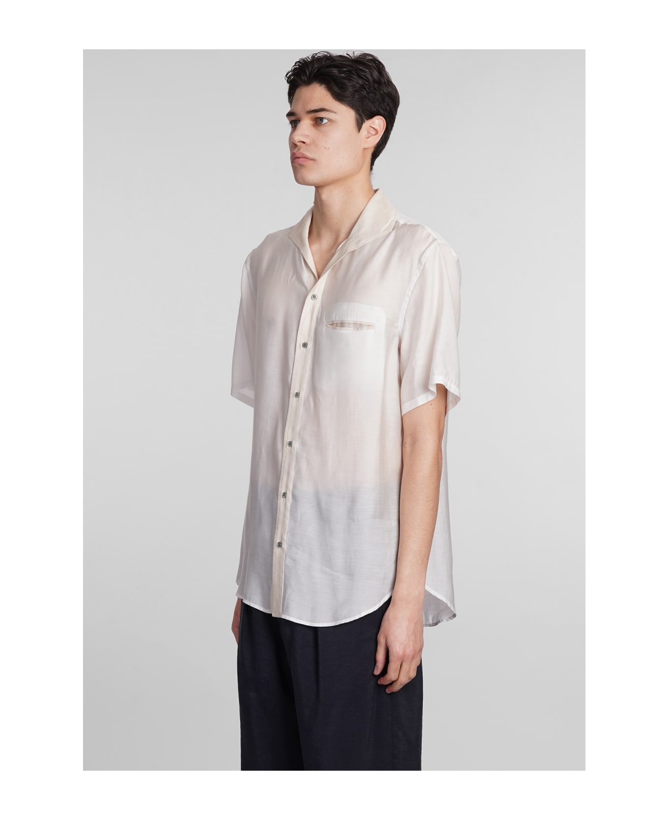 Giorgio Armani Shirt In White Wool And Polyester - white