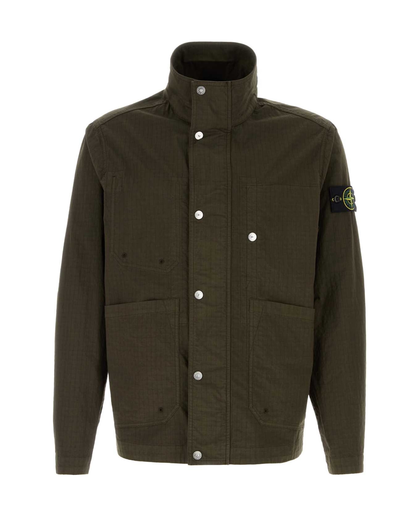 Stone Island Olive Green Stretch Cotton Jacket - MULTI ジャケット