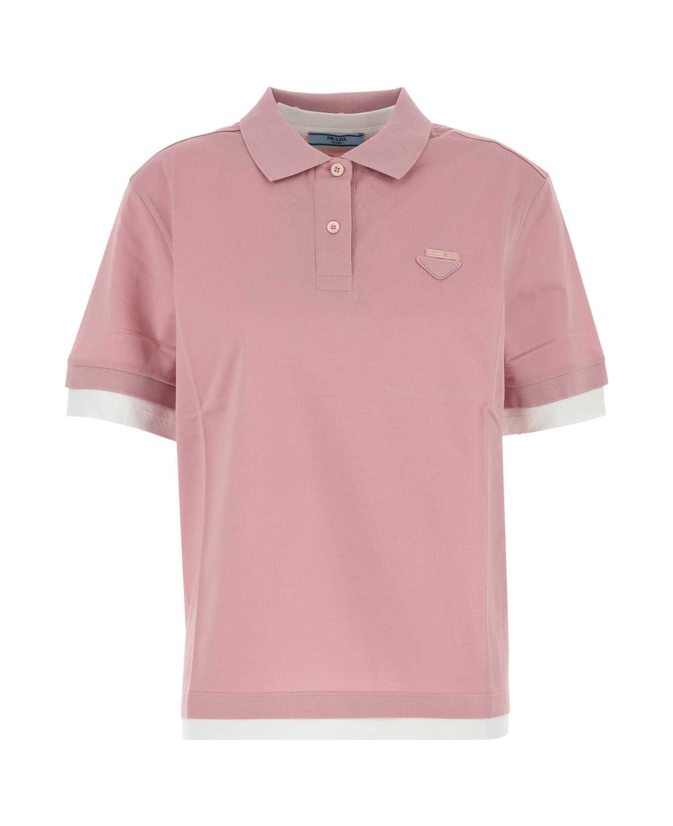 Prada Pink Piquet Polo Shirt - ALABASTRO