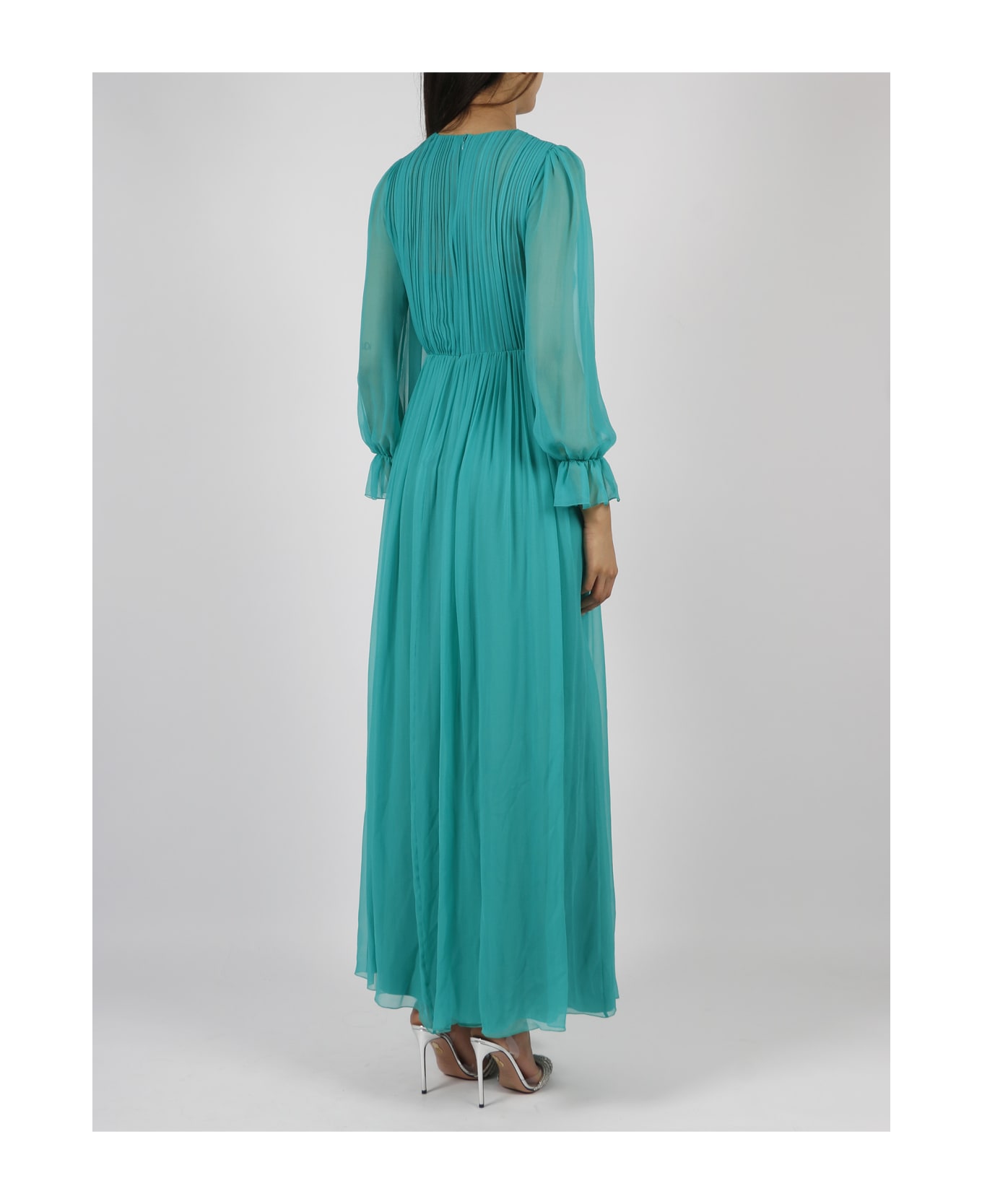 Alberta Ferretti Organic Chiffon Dress - Green ワンピース＆ドレス