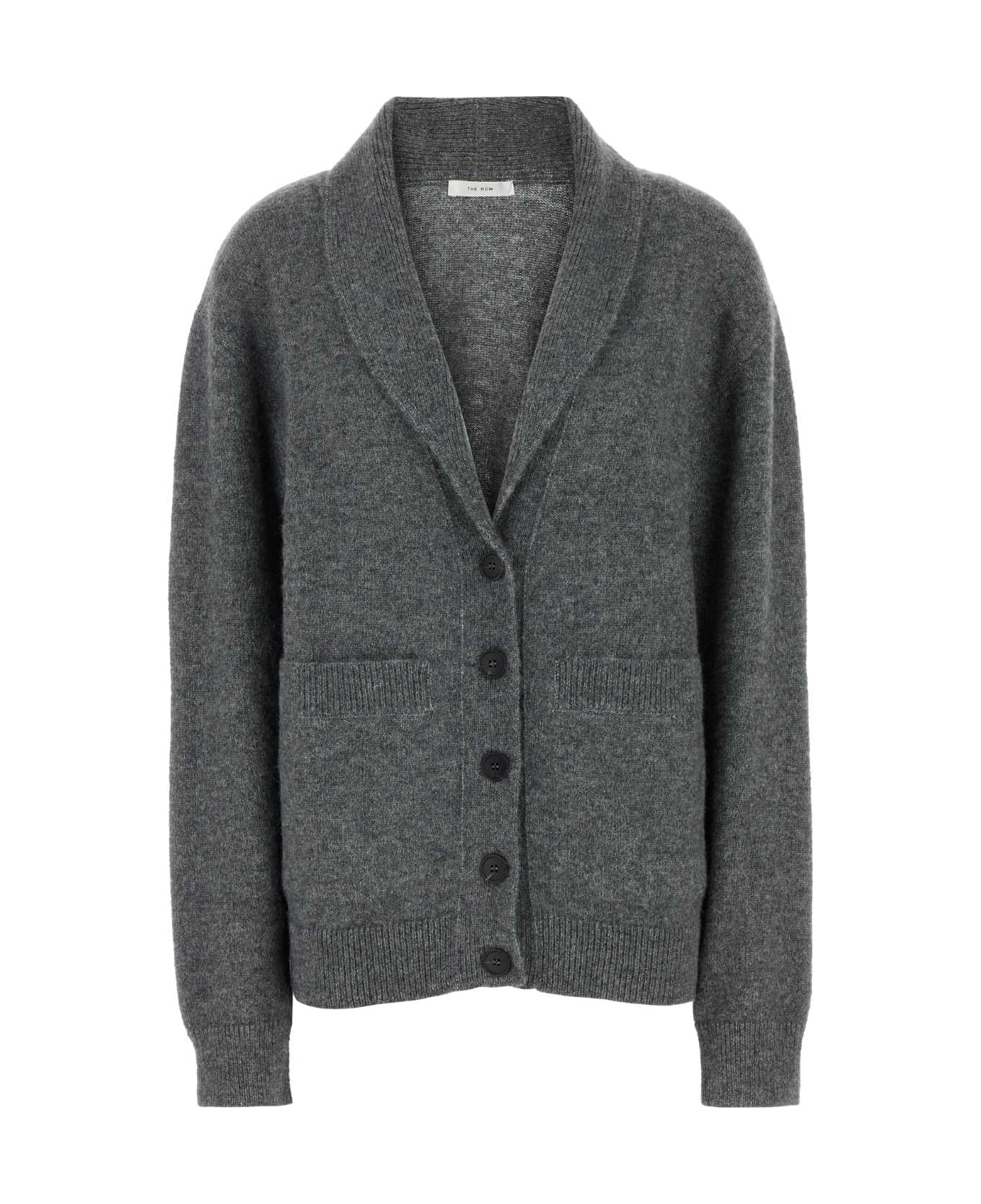 The Row Grey Silk Blend Irona Cardigan - STONEMELANGE