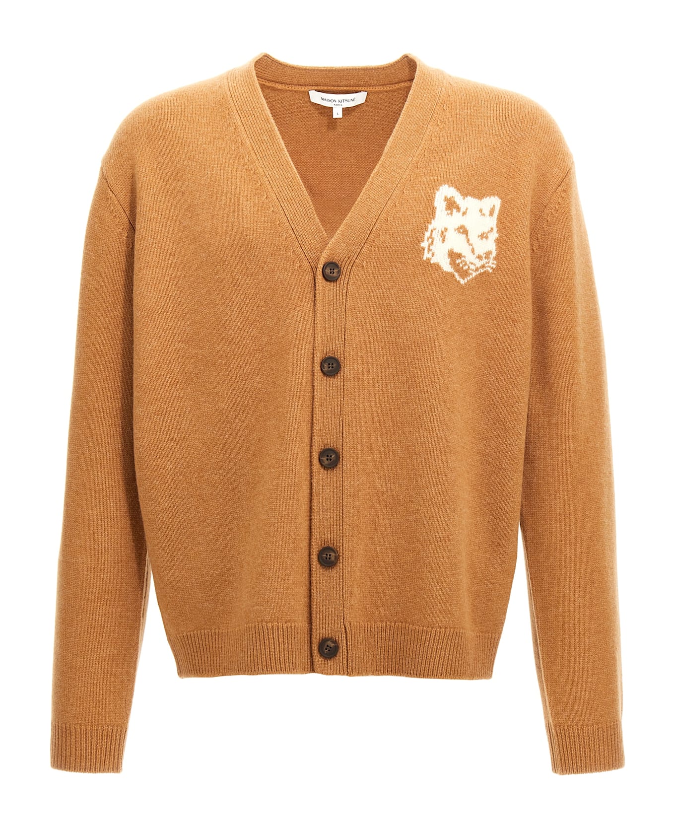 Maison Kitsuné 
fox Head
 Cardigan - Brown