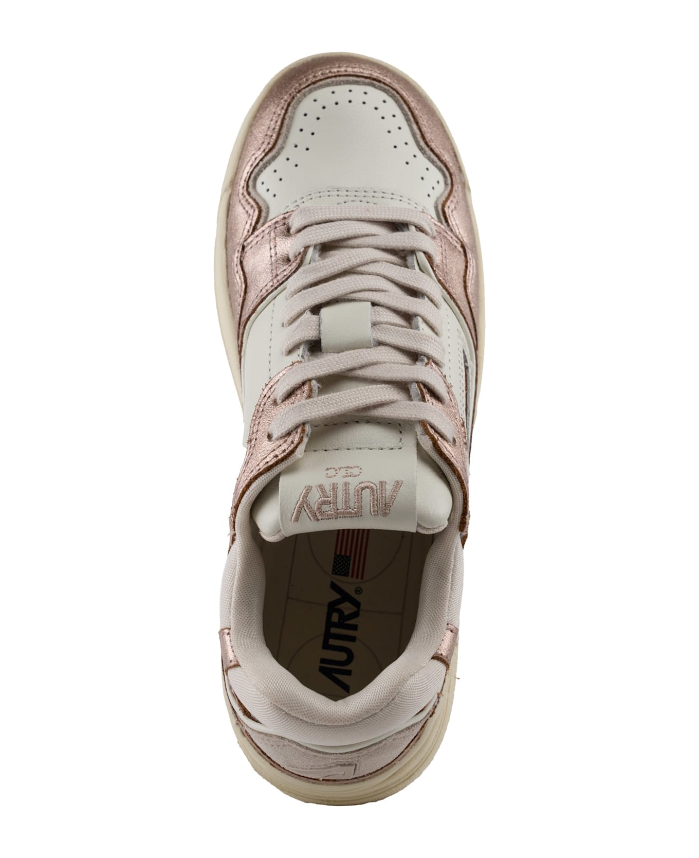 Autry Clc Sneakers In Metal Leather - Met/bot wht/copper