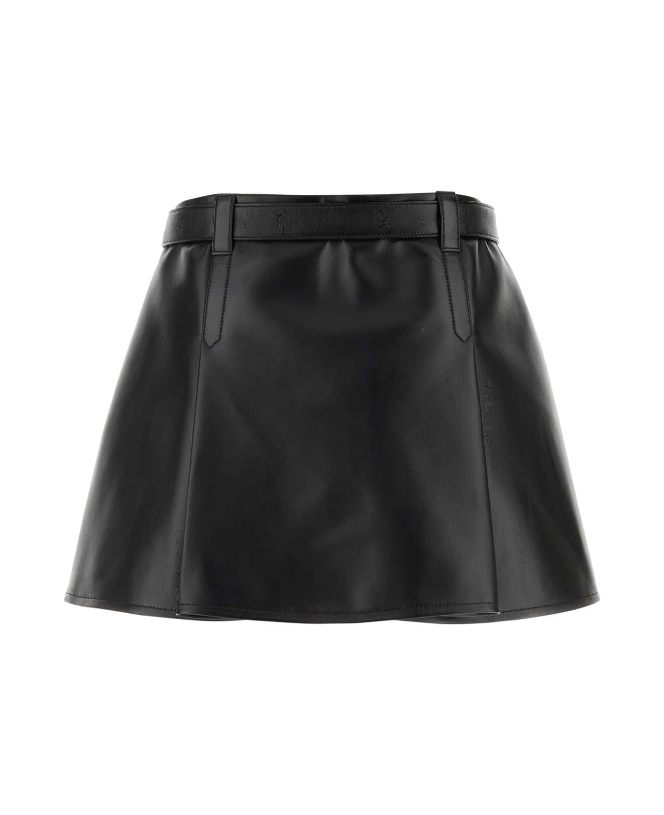 Miu Miu Black Nappa Leather Mini Skirt - NERO