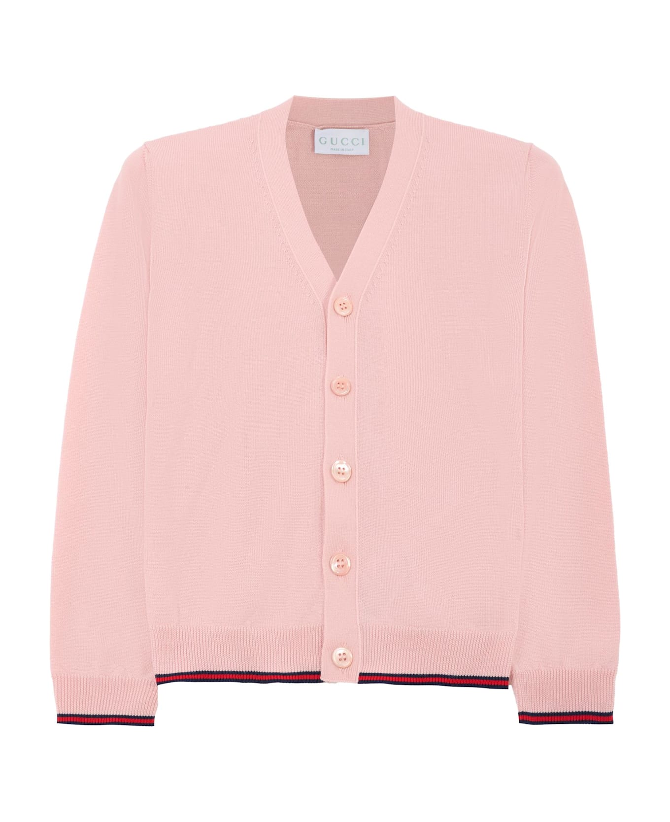 Gucci Pink Cardigan For Girl With Web Detail - Pink
