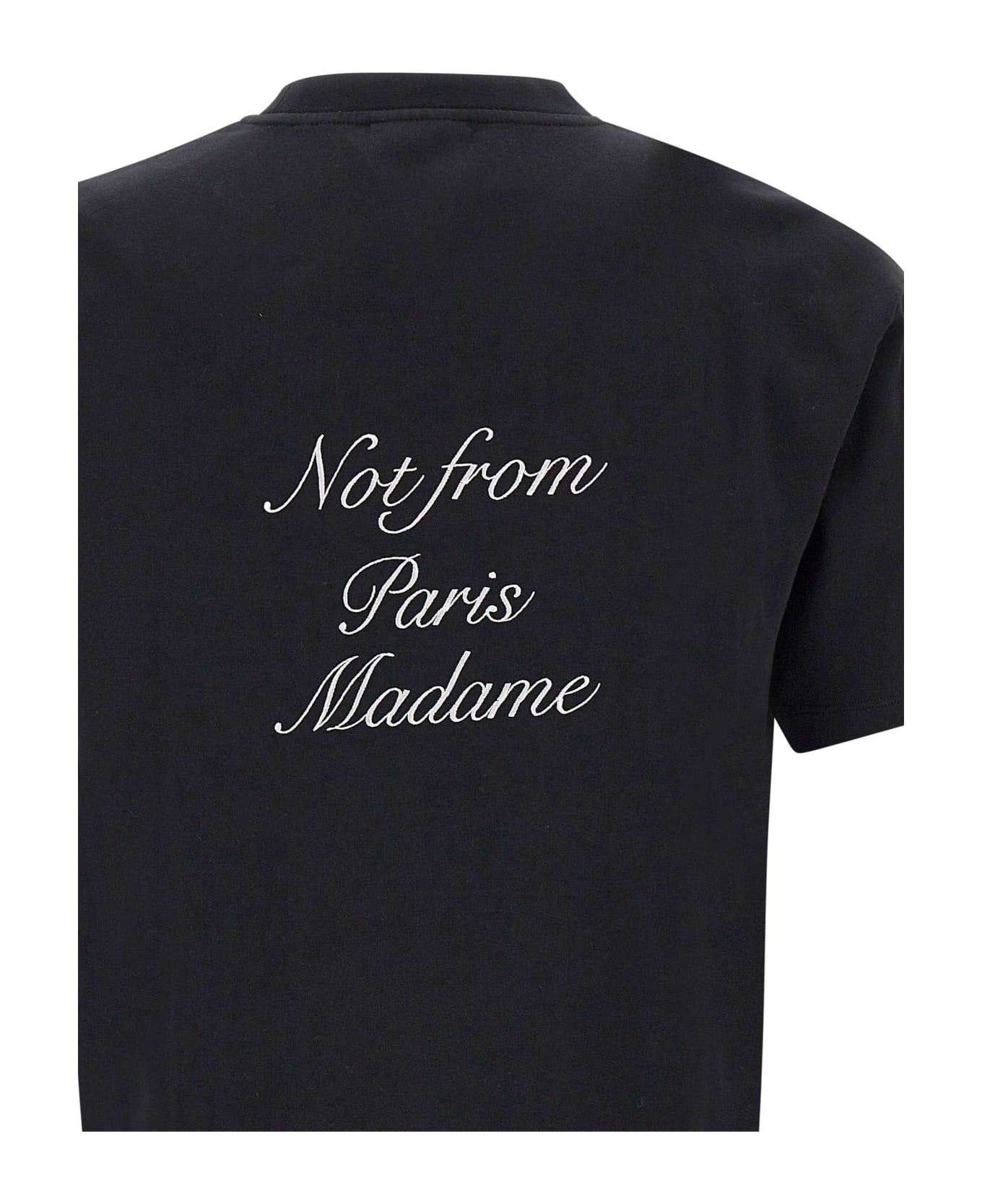 Drôle de Monsieur "le Cursive Slogan T-shirt" Cotton T-shirt - BLACK