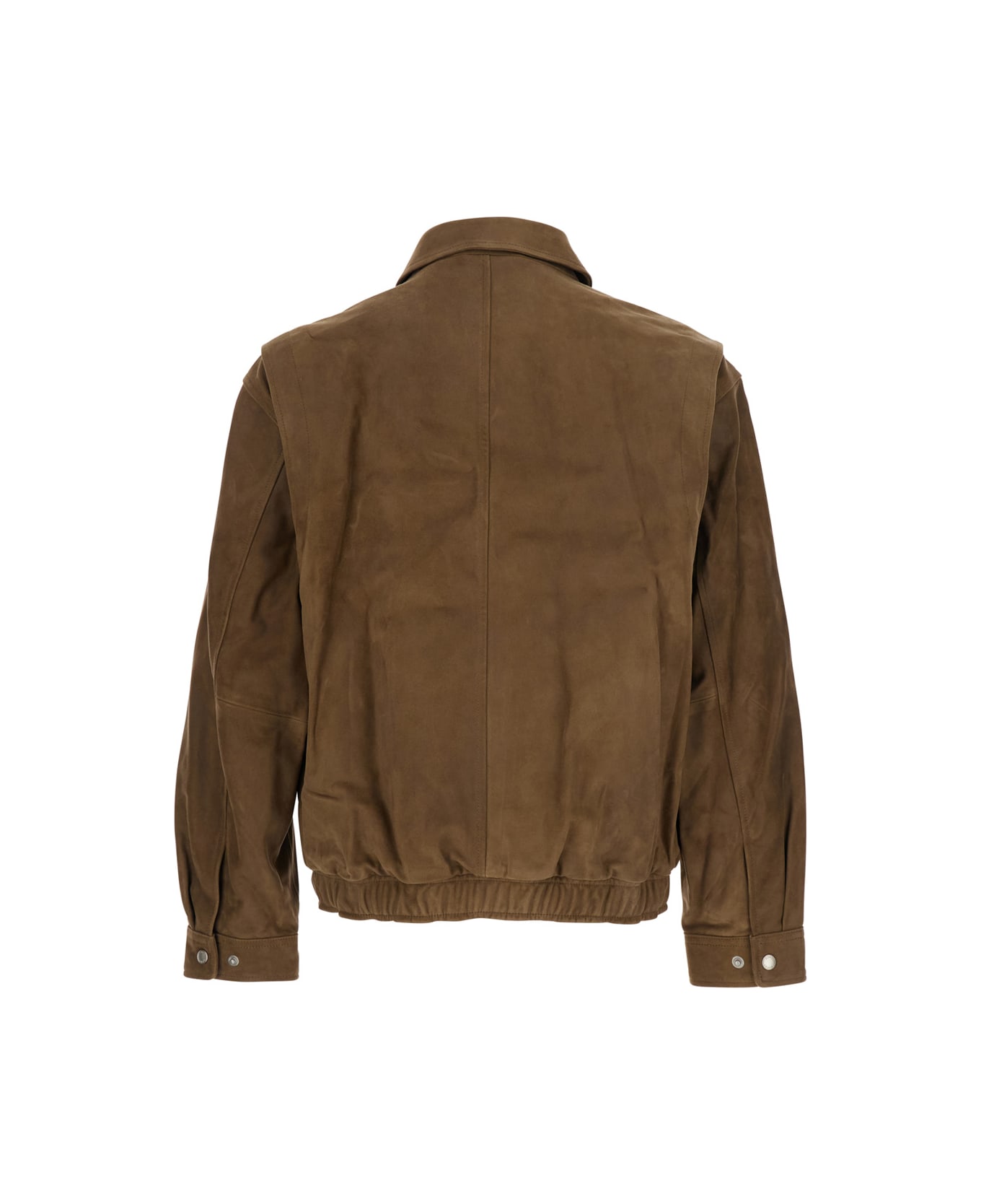 Dunst Beige Jacket With Two Front Pockets And Distressed Effect In Suede Man - Brown