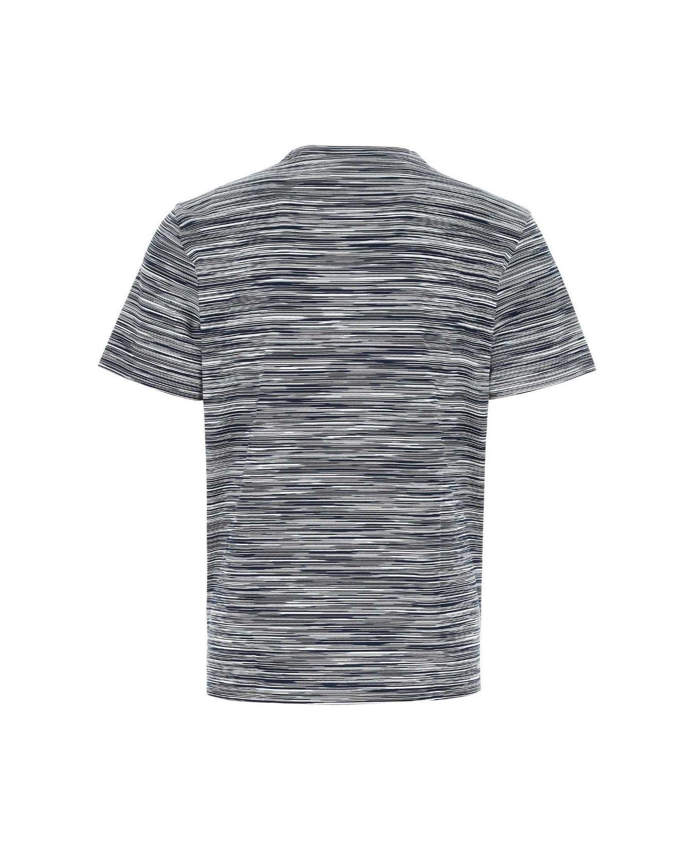 Missoni Striped Knitted Crewneck T-shirt - NAVY