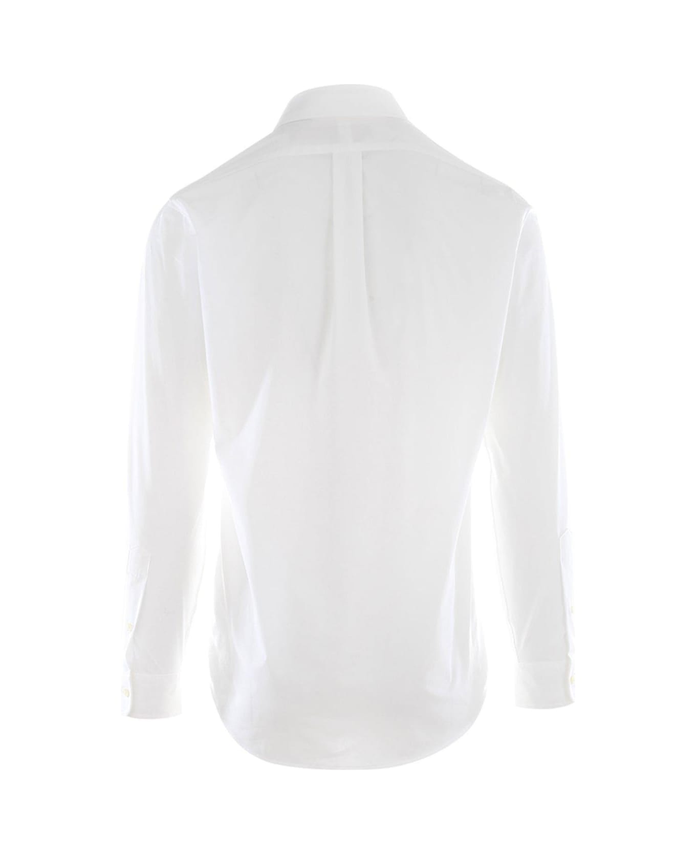 Ralph Lauren Logo Embroidered Long Sleeved Shirt - White