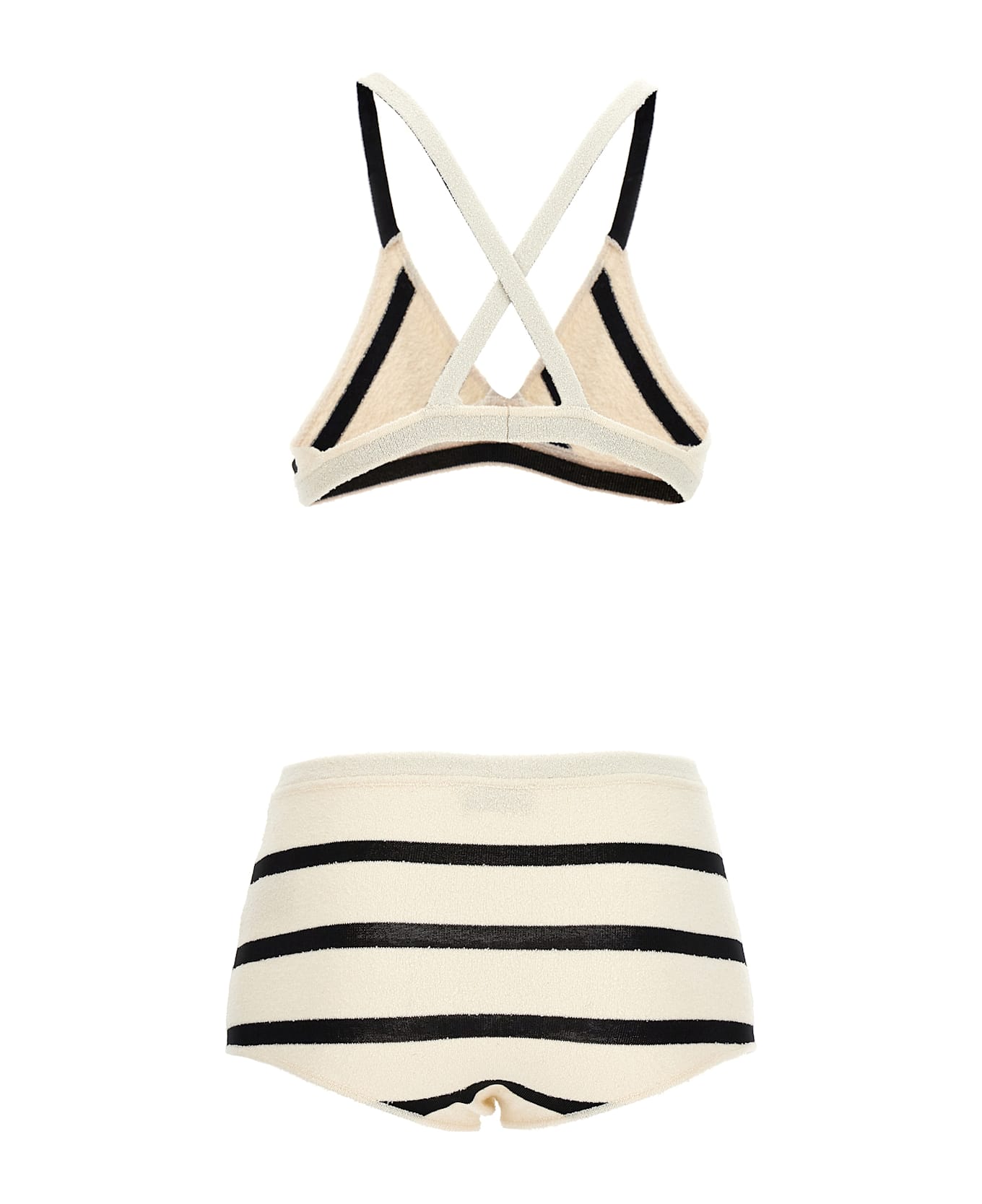 Moncler Bouclé Striped Bikini - White/Black