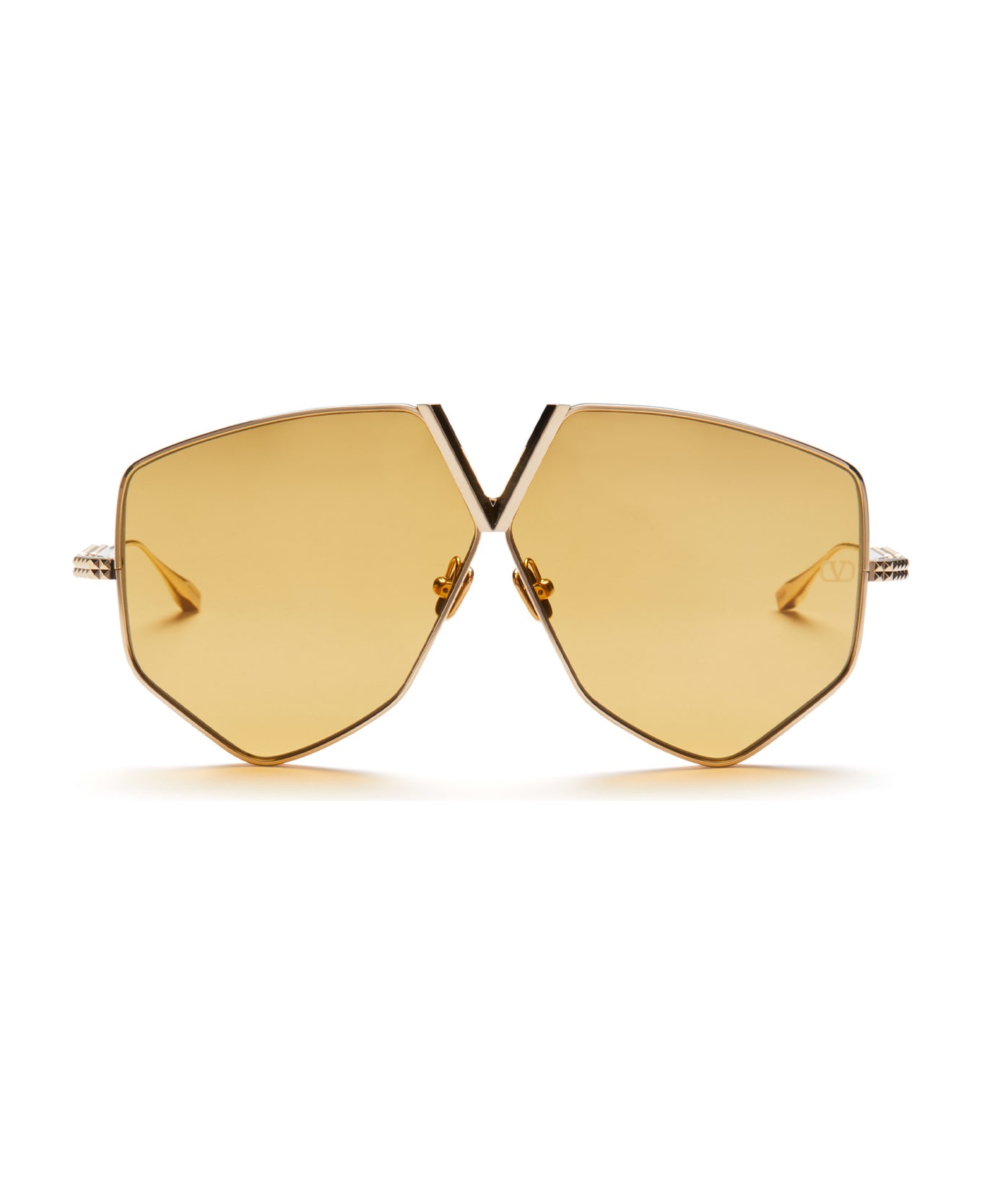 Valentino Eyewear Hexagon - Light Gold Sunglasses - Gold サングラス