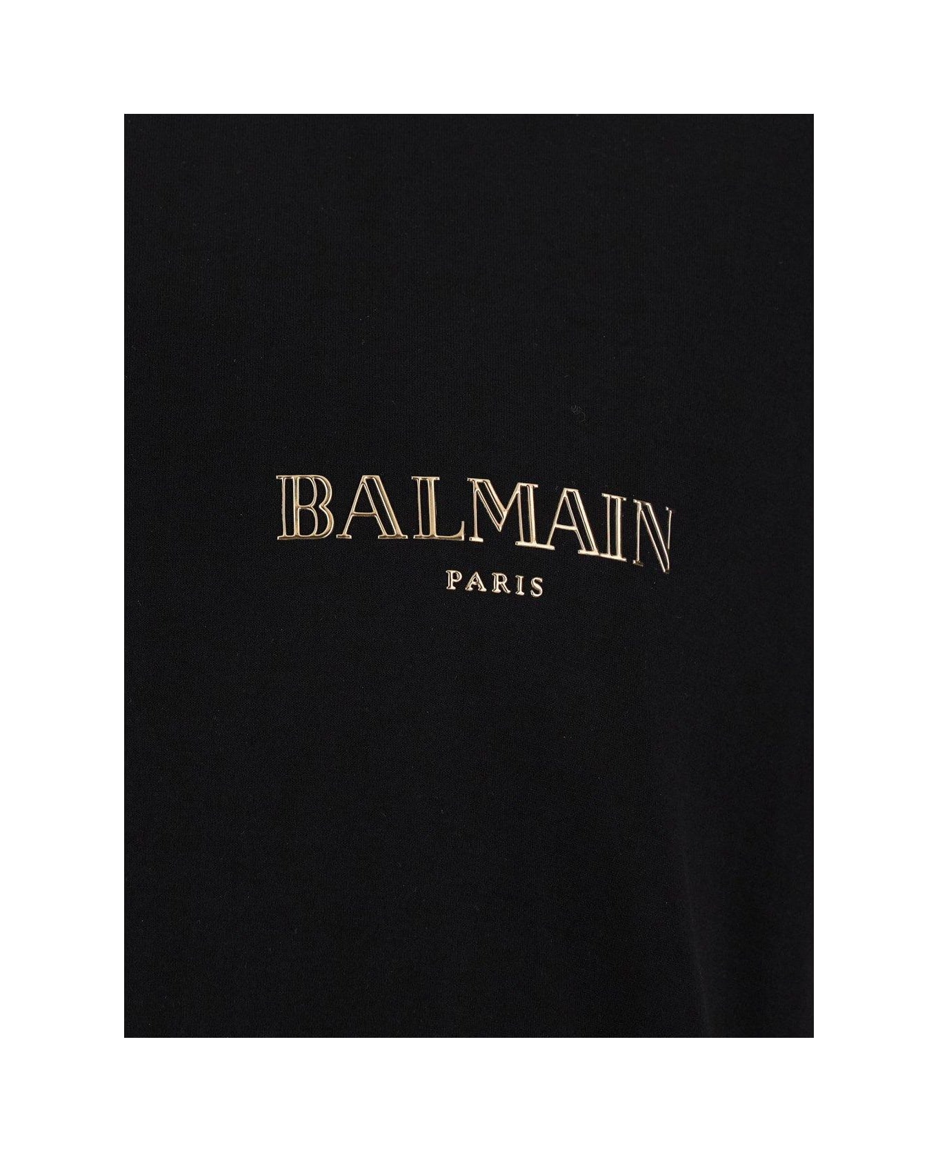Balmain Logo Detailed Crewneck T-shirt - NOIR OR