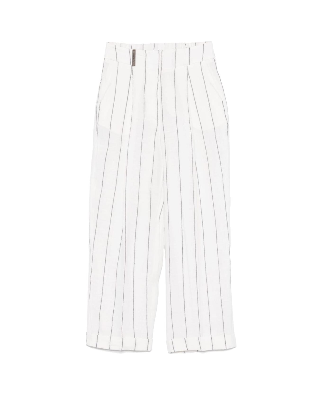 Peserico Striped Cropped Pants - White