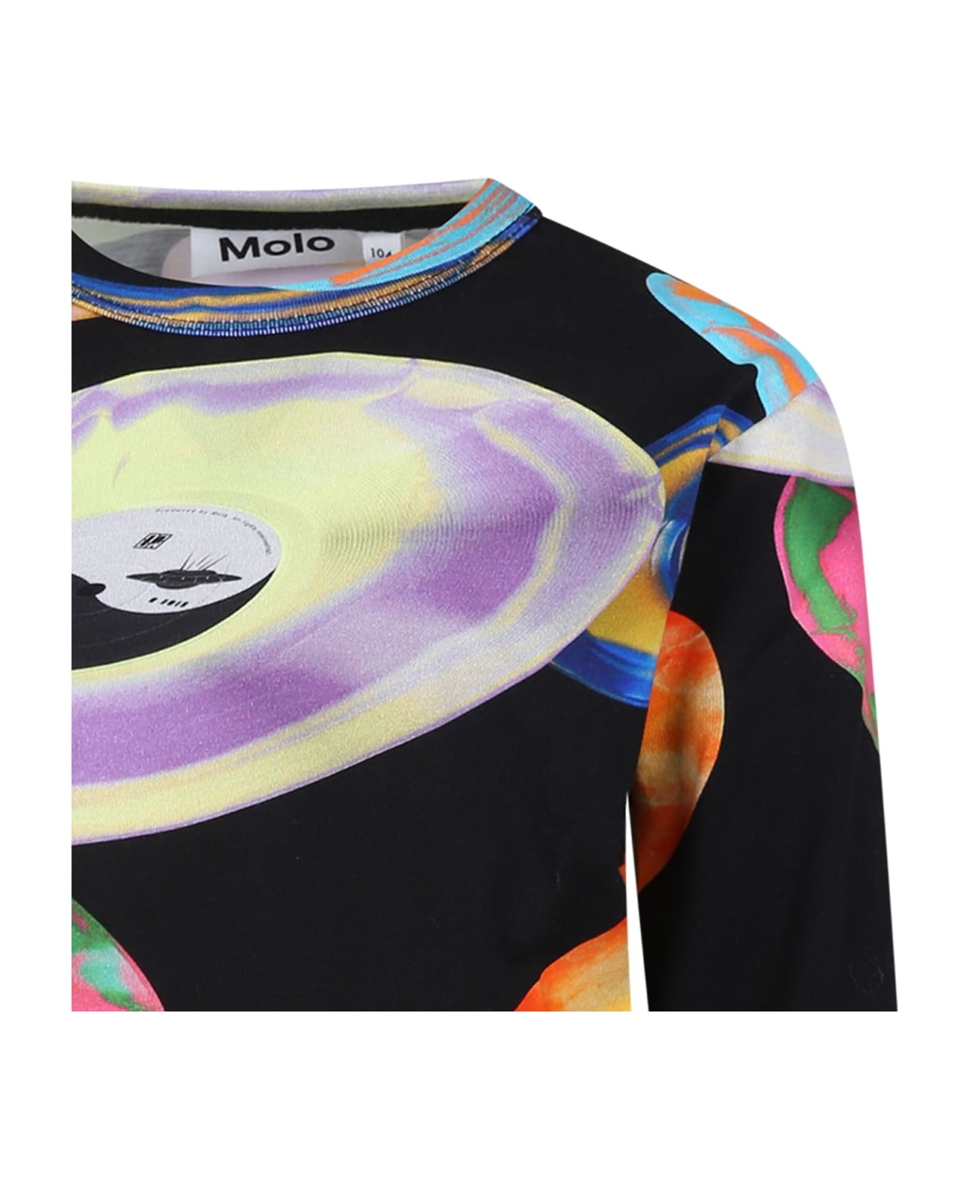 Molo Black T-shirt For Boy With Disco Print - Black Tシャツ＆ポロシャツ