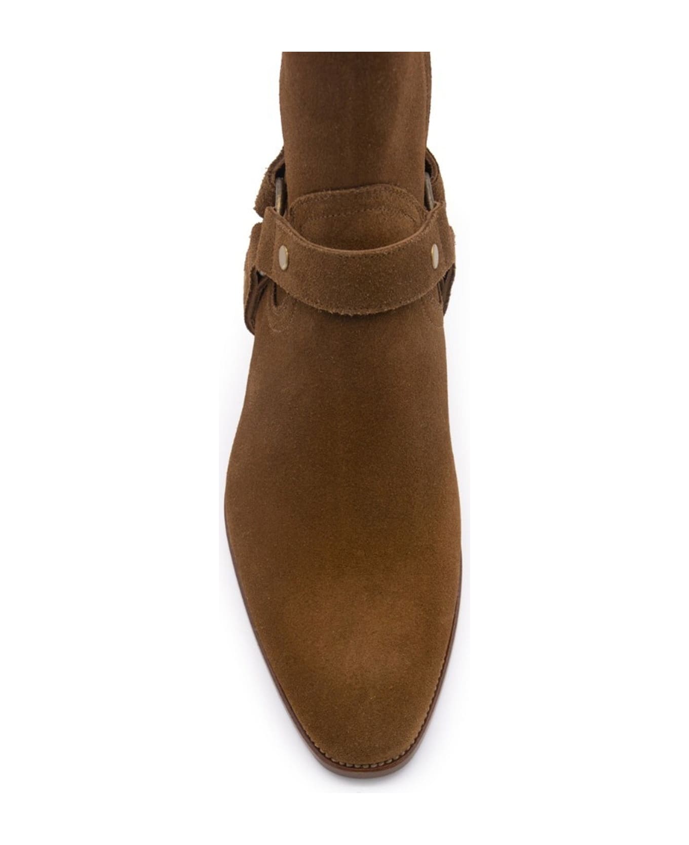 Saint Laurent Wyatt Harness Ankle Boots - Brown