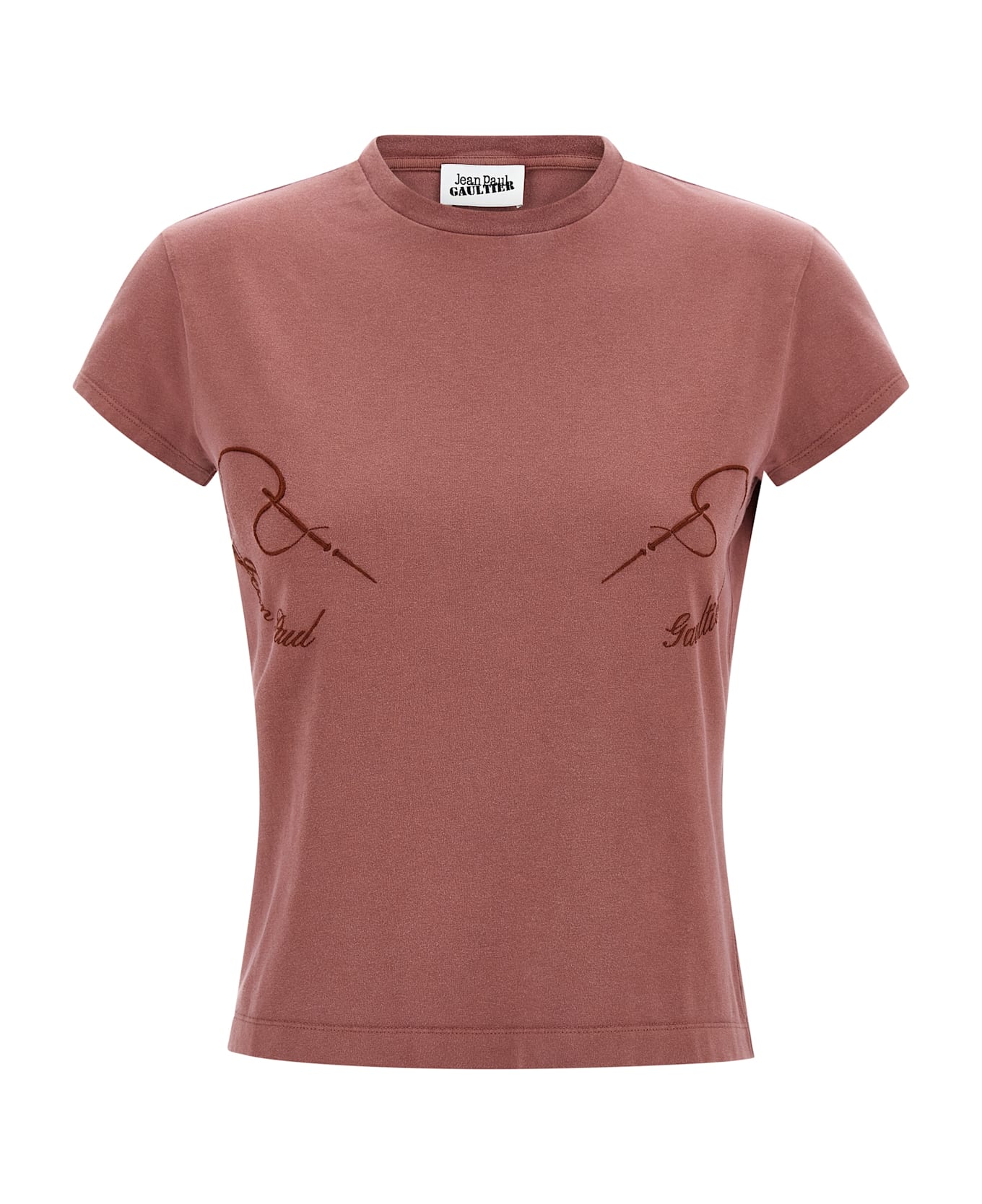 Jean Paul Gaultier 'the Needles Embroidered' T-shirt - Bordeaux