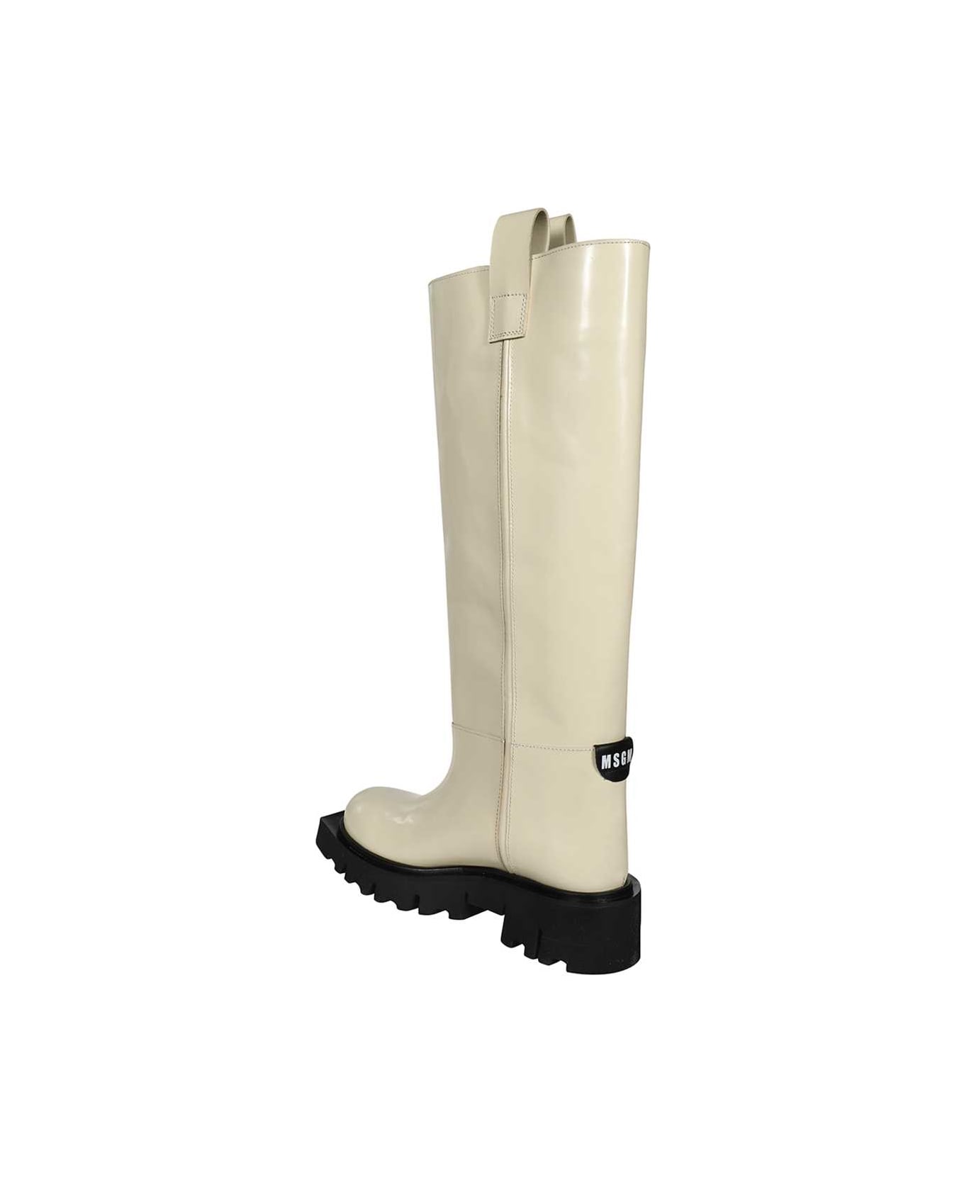 MSGM Leather Boots - Ivory