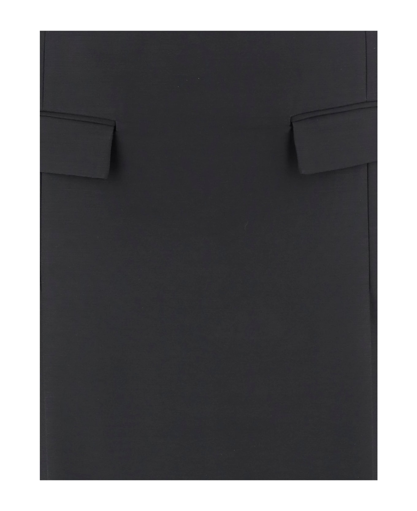 Ferragamo Viscose And Wool Skirt With Double Slit - Black