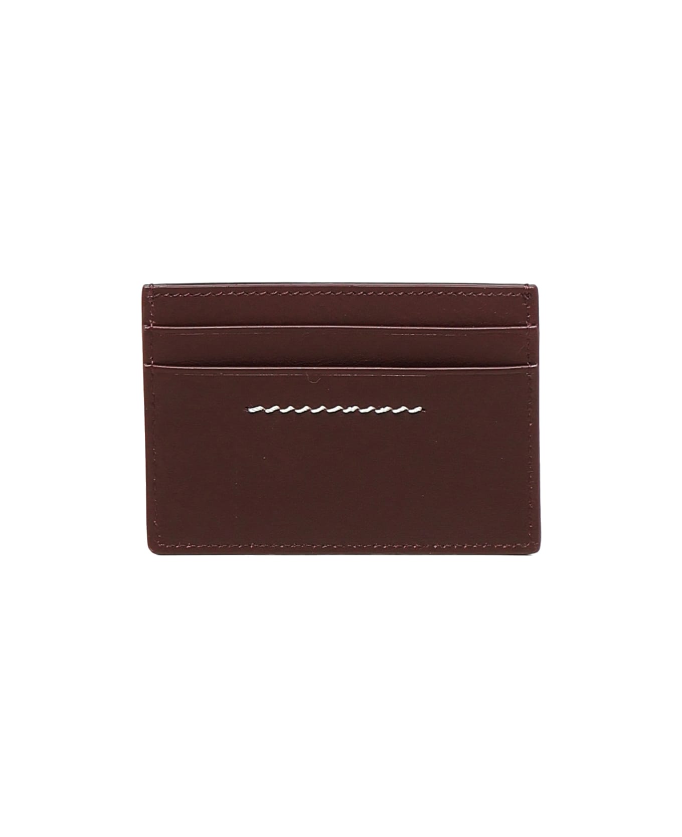 MM6 Maison Margiela Leather Card Holder - Tawny Red