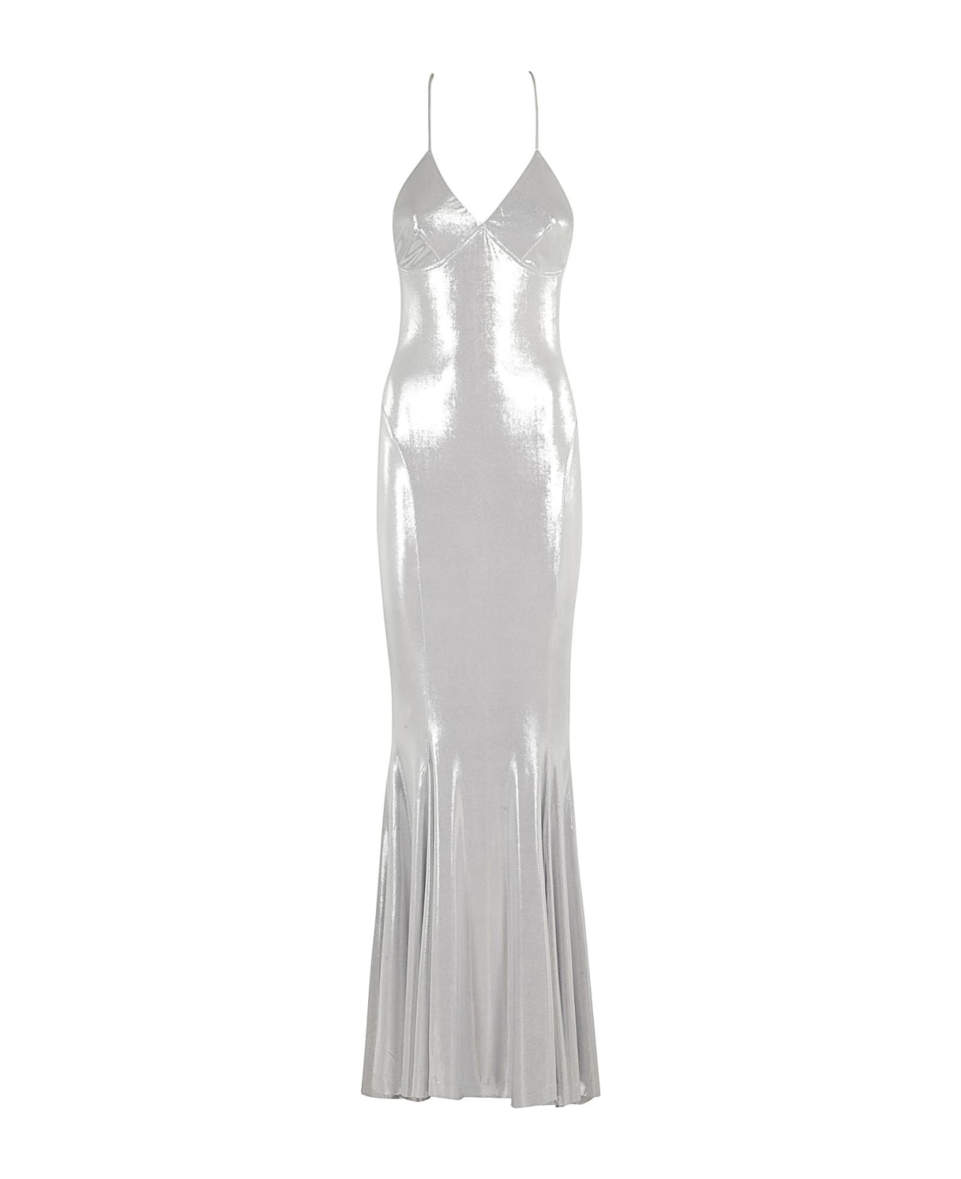 Norma Kamali Low Back Slip Fishtail Gown - Silver Silver ワンピース＆ドレス