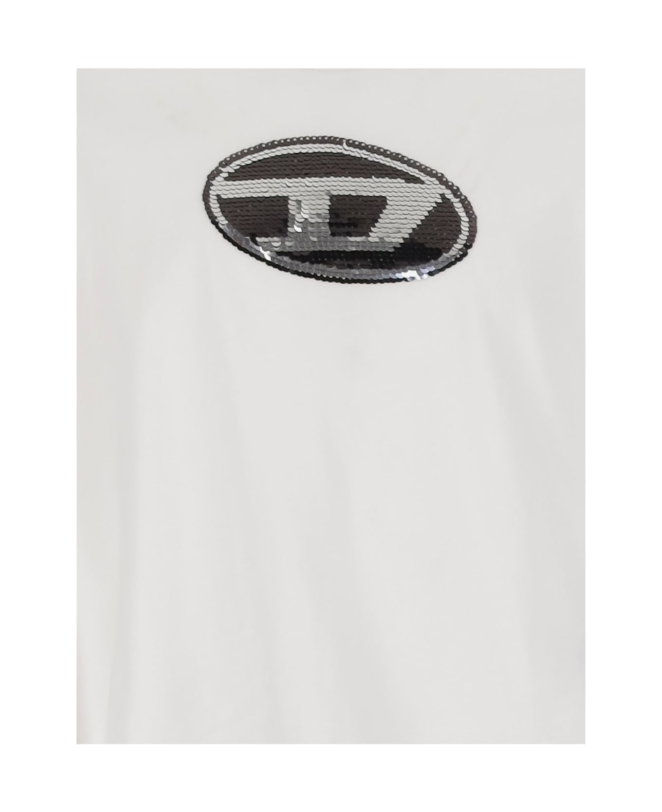 Diesel Cotton T-shirt With Sequin Logo - White