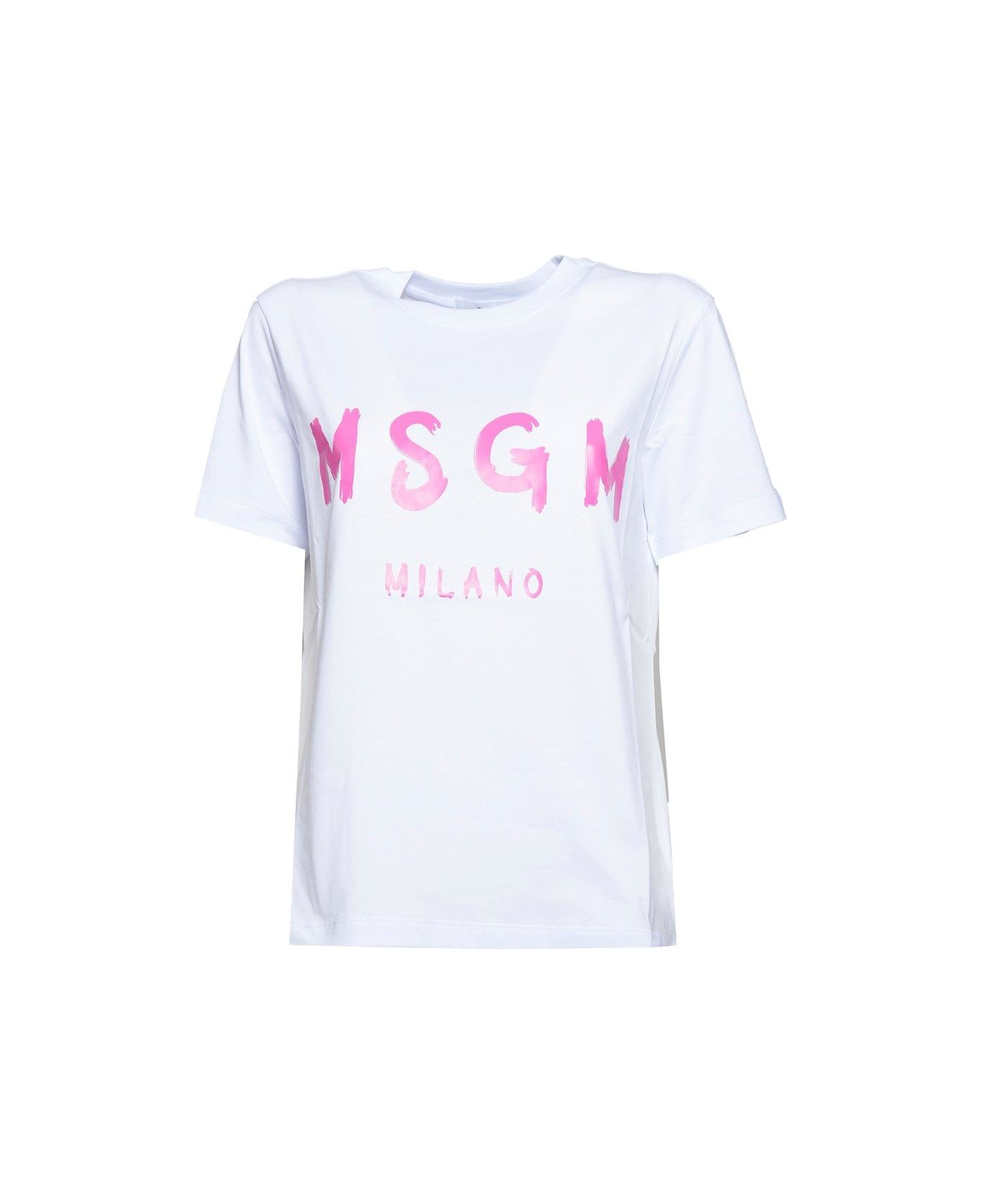 MSGM Logo-printed Crewneck T-shirt - White