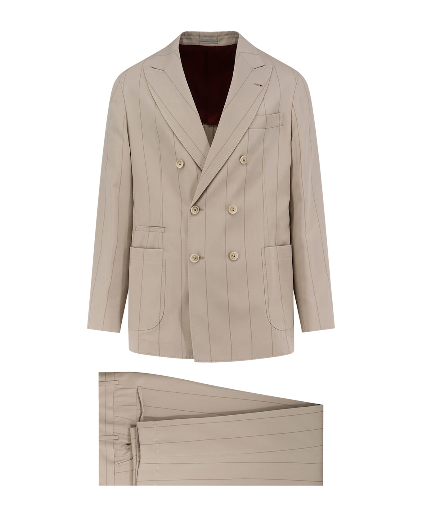 Brunello Cucinelli Silk Suit With Pinstripe Motif - Blue