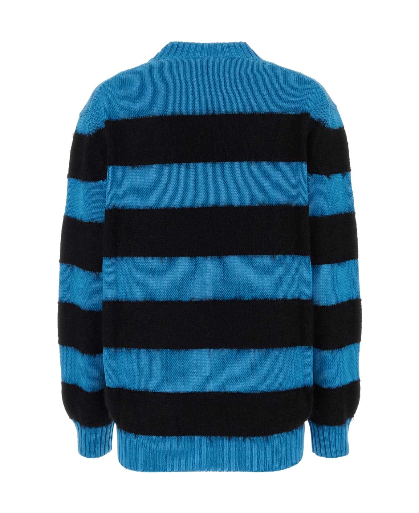 Alexander McQueen Embroidered Cotton Blend Sweater - LAPISBLUEBLACK