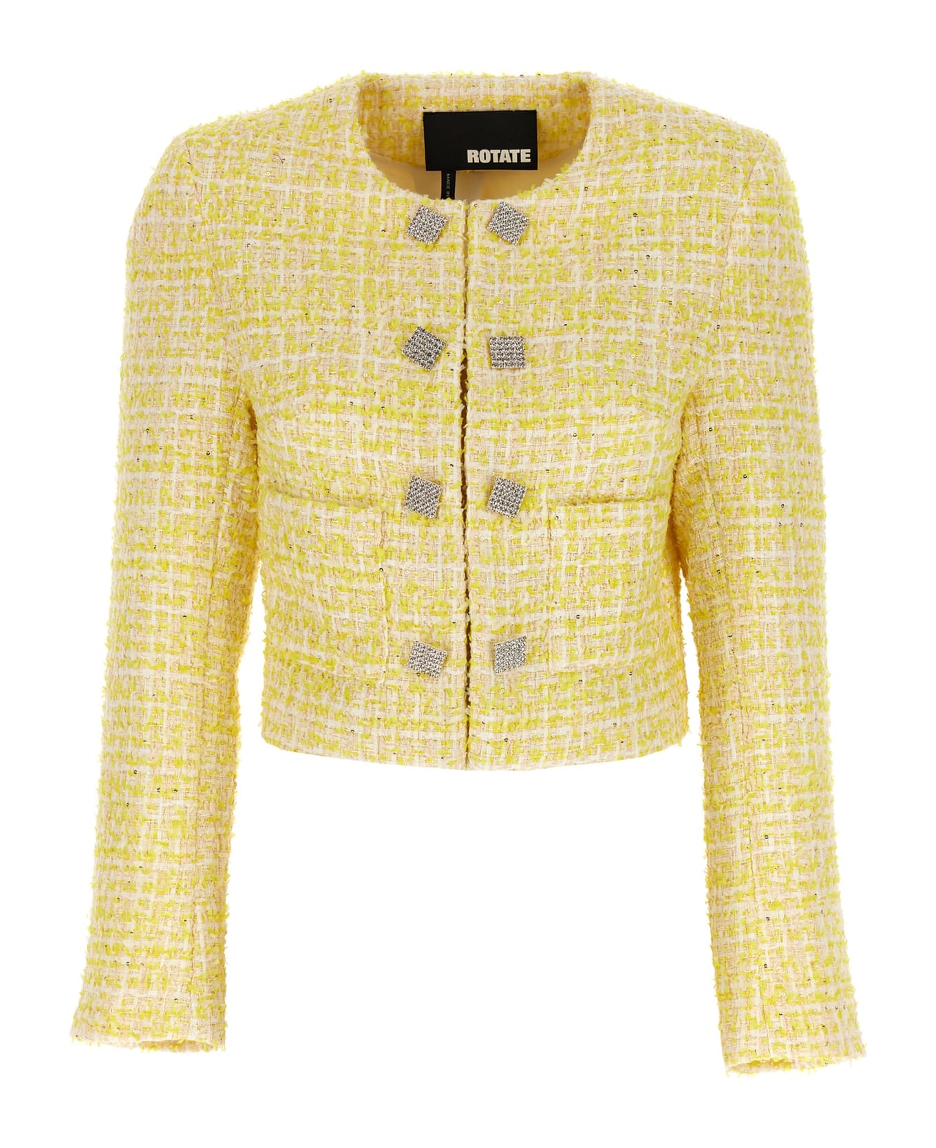 Rotate by Birger Christensen Cropped Bouclé Jacket - Yellow