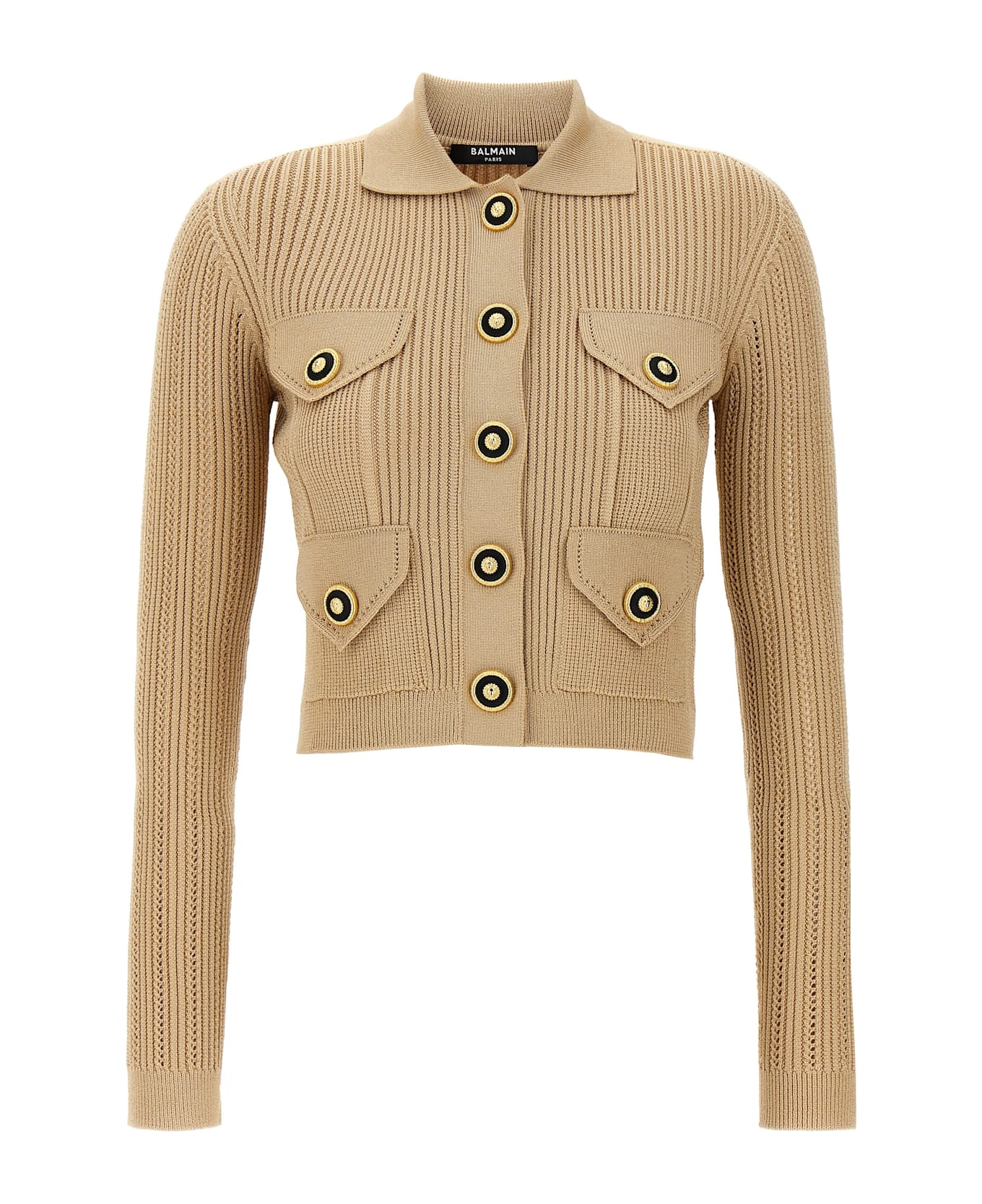 Balmain Ribbed Cardigan - Beige