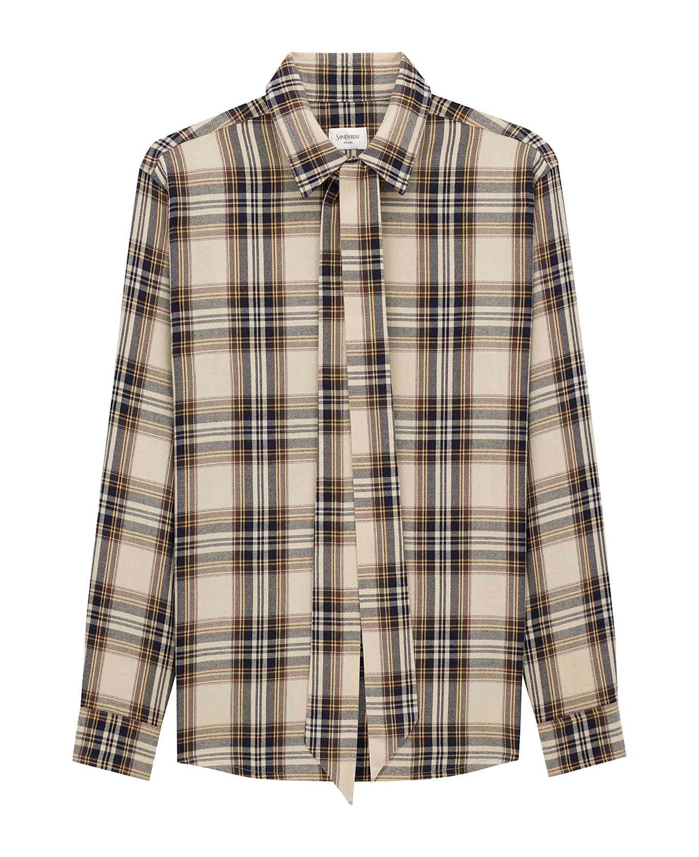Saint Laurent Cotton Tartan Lavallière Shirt - BRIGHTON CHECKS