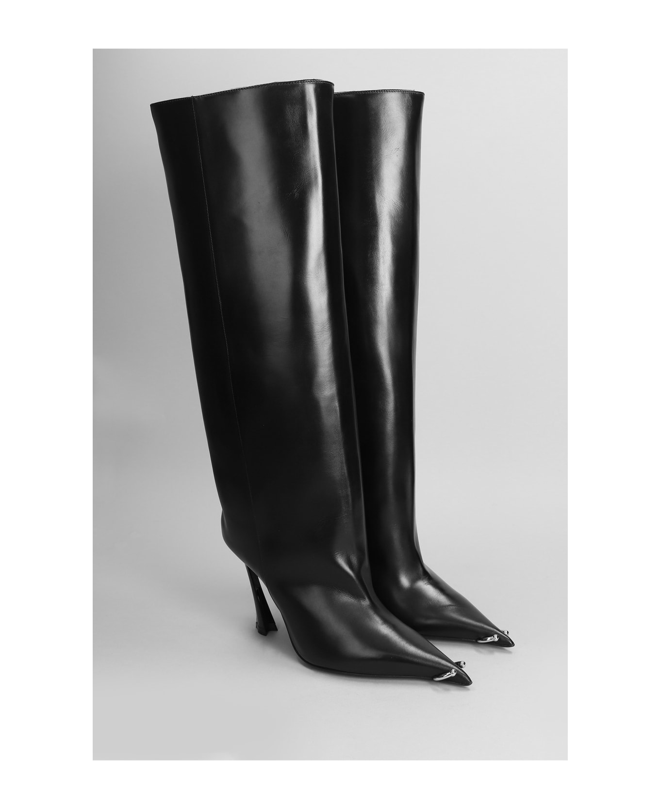 Mugler High Heels Boots In Black Leather - black ブーツ