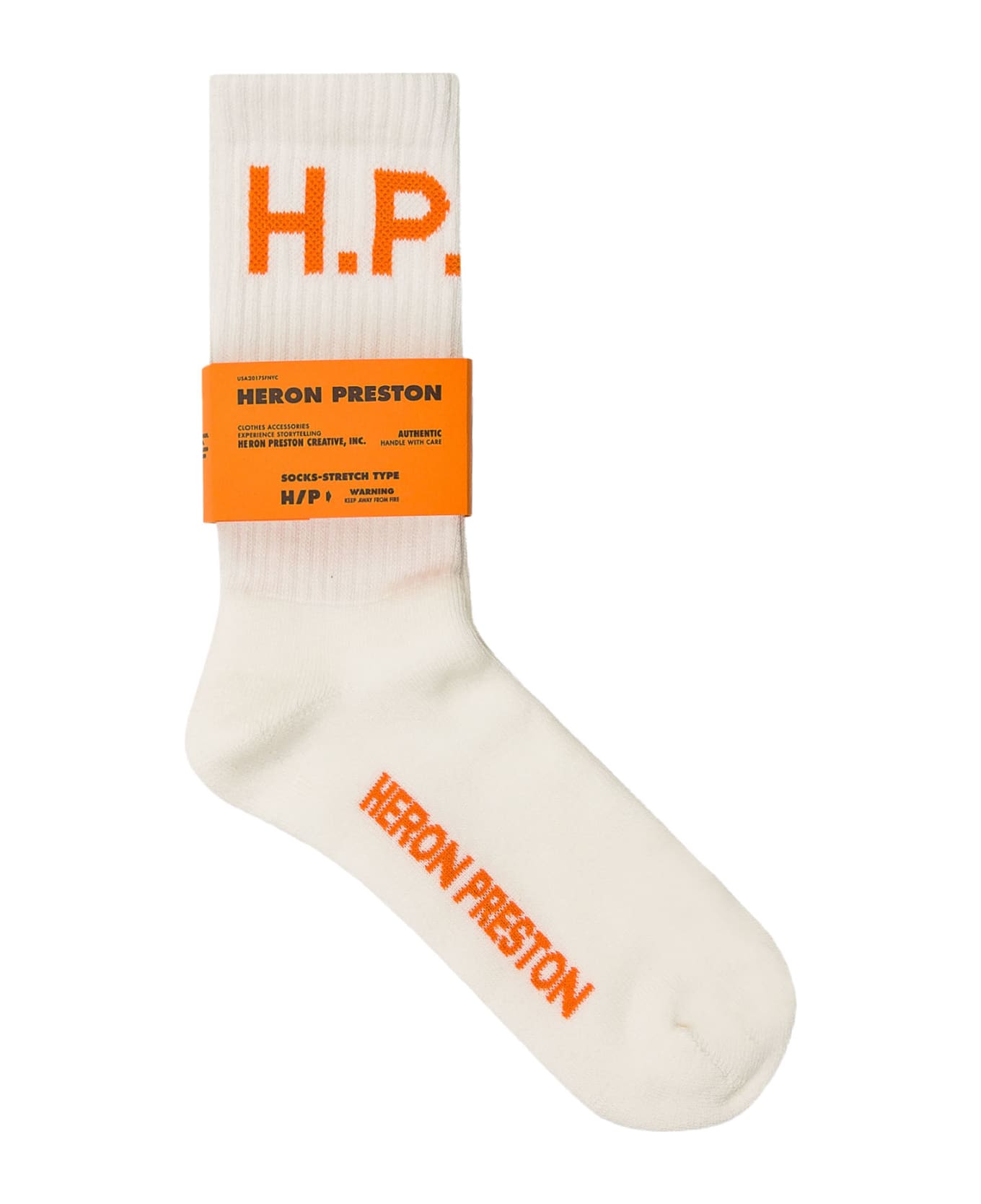HERON PRESTON Socks With Logo - WHITE ORANGE