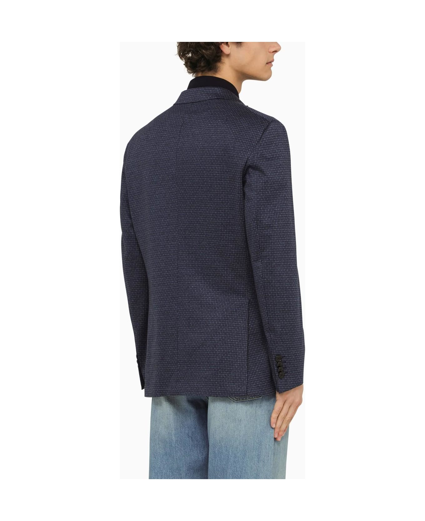 Etro Blue Jacquard Single-breasted Jacket