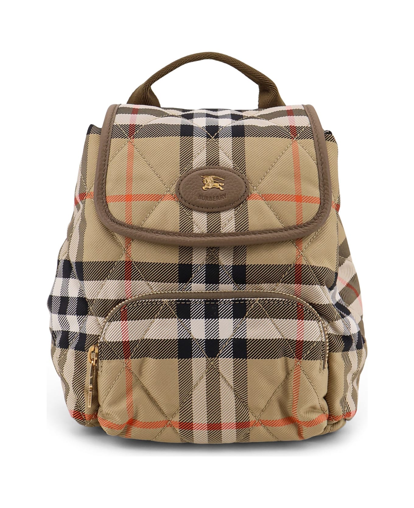 Burberry Horseshoe Check Nylon Backpack - SAND