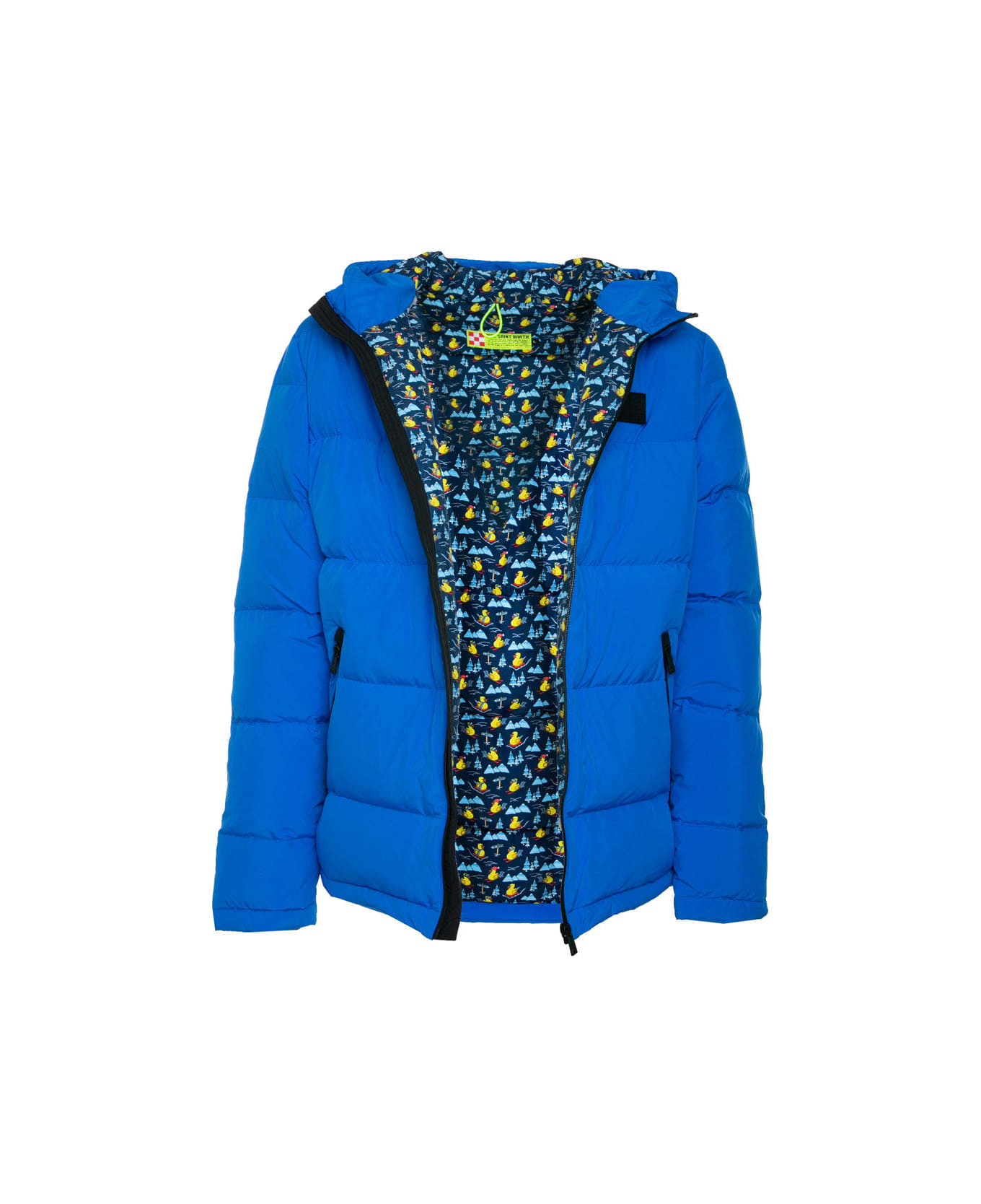MC2 Saint Barth Bluette Hooded Down Padded Jacket Ducky Print Lining - BLUE