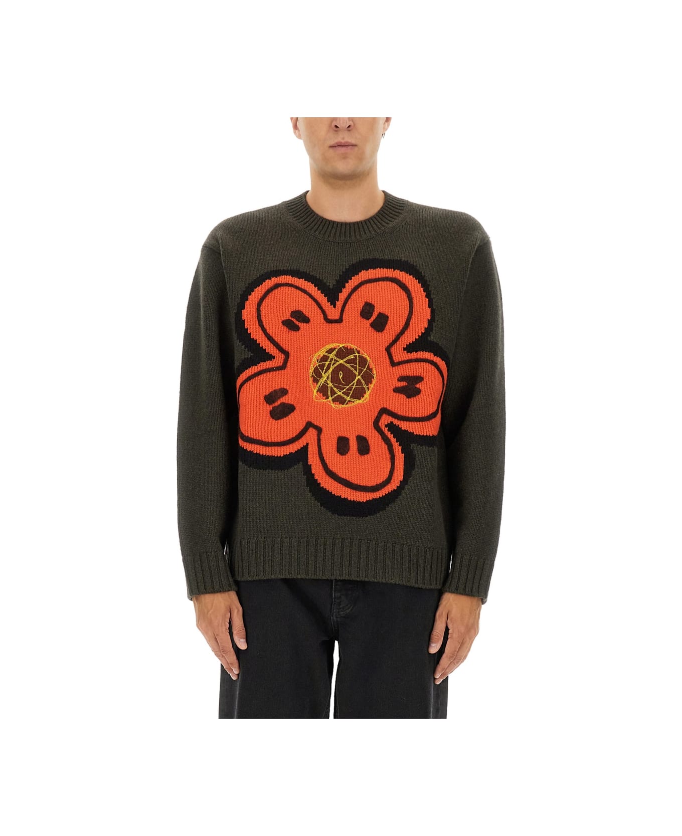 Kenzo Sweater With "boke Flower" - MILITARY GREEN