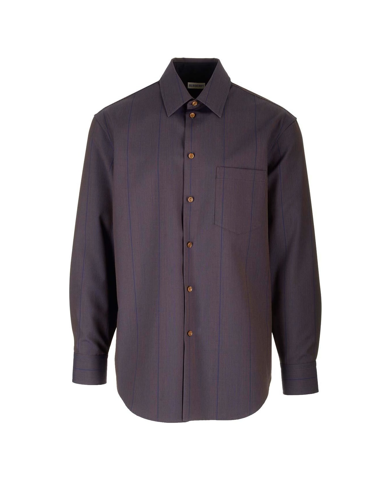 Burberry Long Sleeved Buttoned Striped Shirt - Violet シャツ