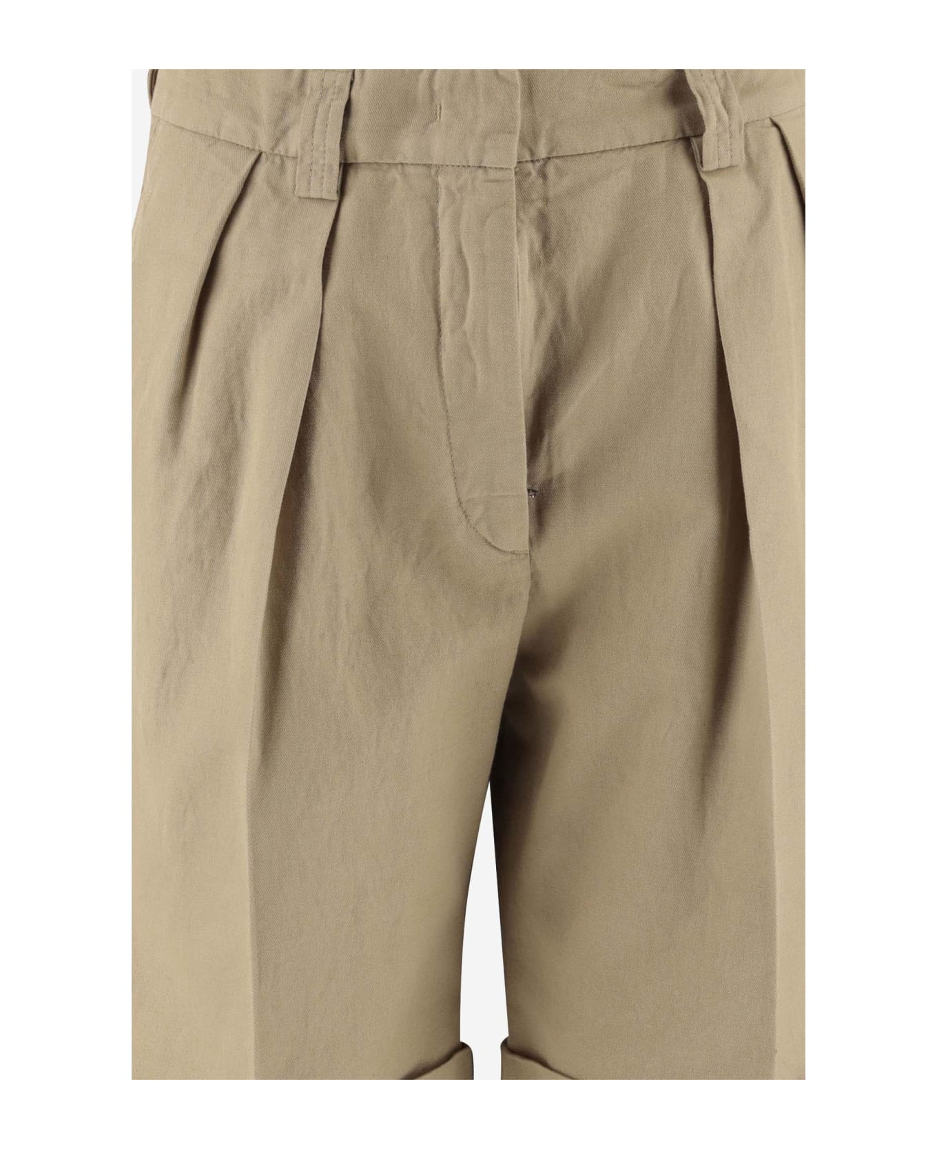 Aspesi Cotton And Linen Short Pants - Beige ショートパンツ