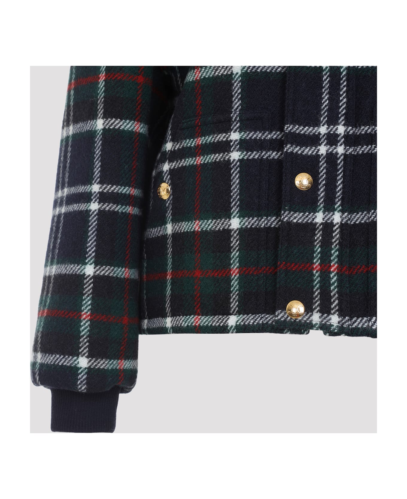 Celine Blouson Triomphe Bomber Jacket - Navy Green Red
