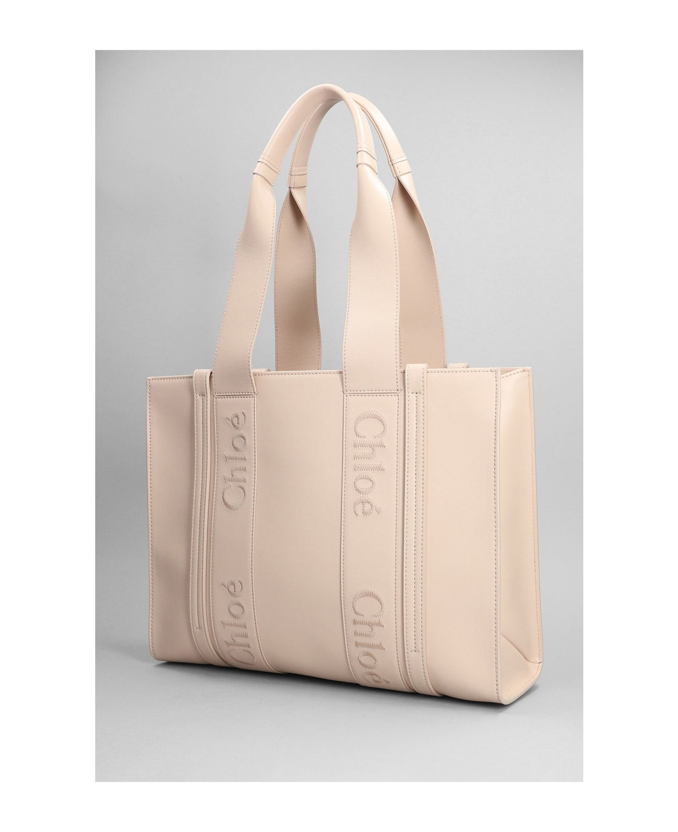 Chloé Woody Medium Leather Tote Bag - rose-pink トートバッグ