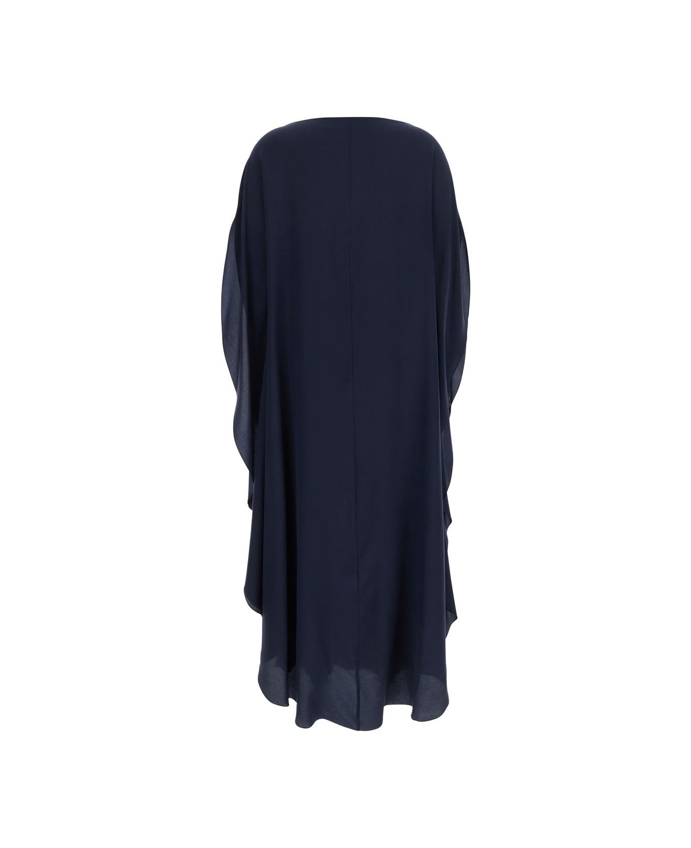 Gianluca Capannolo 
iris
 Midnight Blue Dress With Round Neck And Wide Sleeves In Silk Woman - Blu
