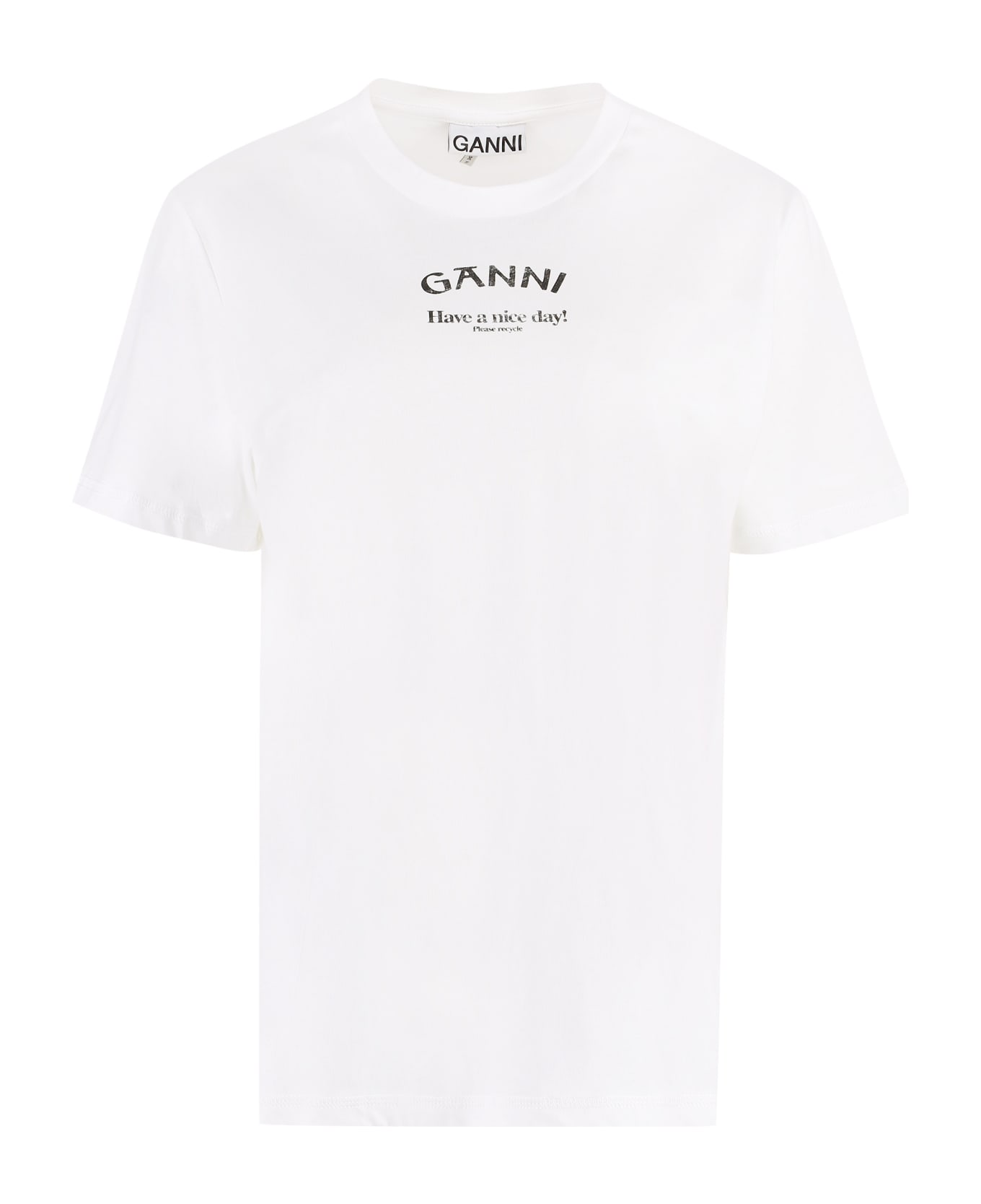 Ganni Cotton Crew-neck T-shirt - White