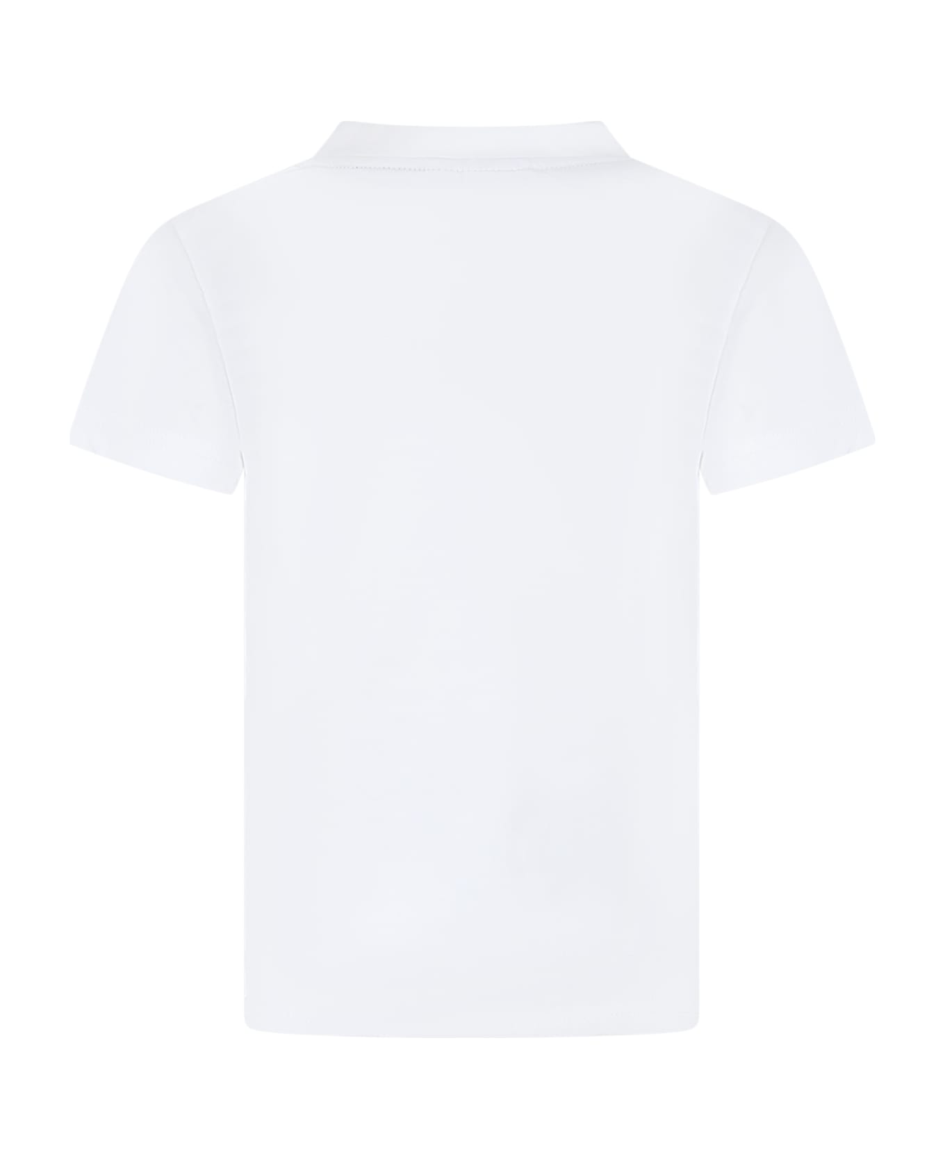 Lacoste T-shirt Bianca Per Bambino Con Patch Logo Iconico - White