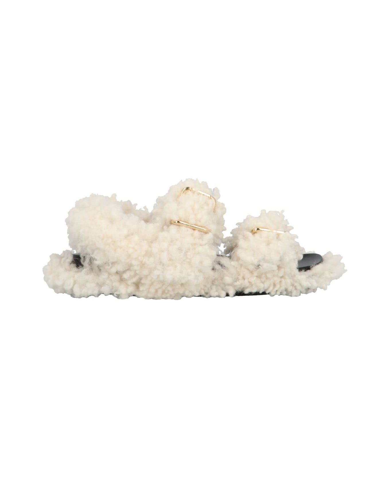 Marni Buckled Flat Sandals - Bianco