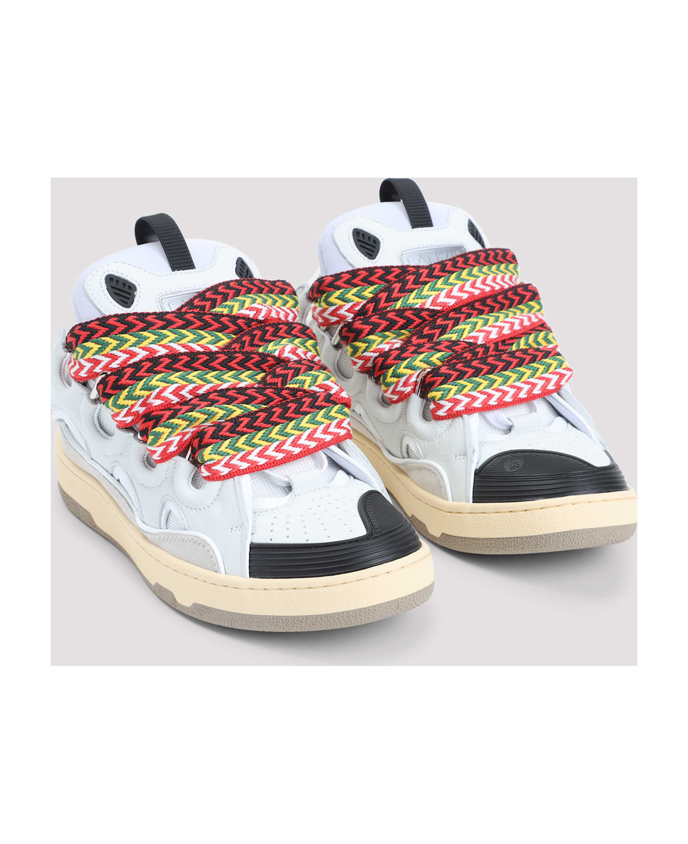 Lanvin Suede Leather Curb Sneakers - White