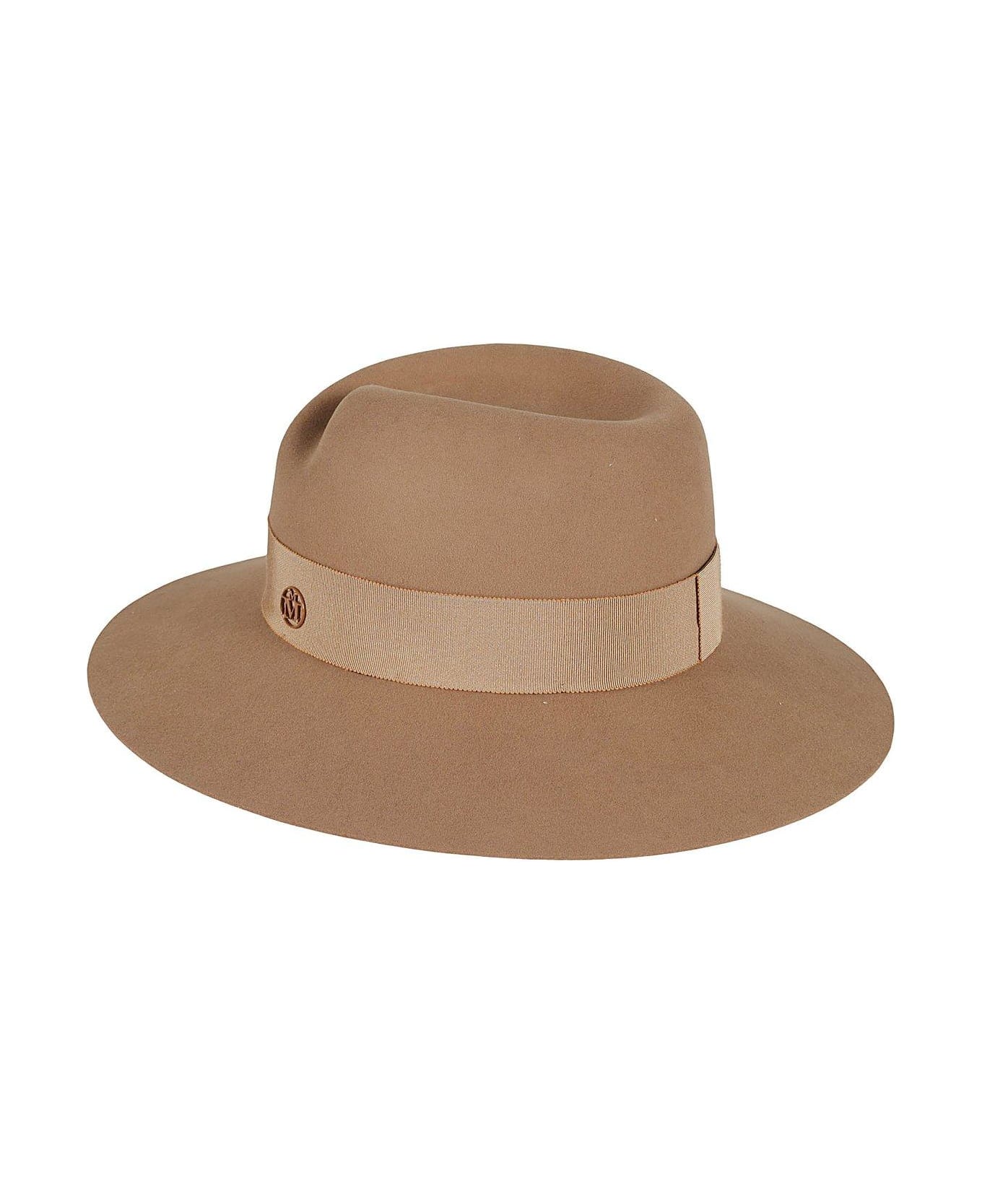 Maison Michel Logo Plaque Fedora Hat - NEUTRALS
