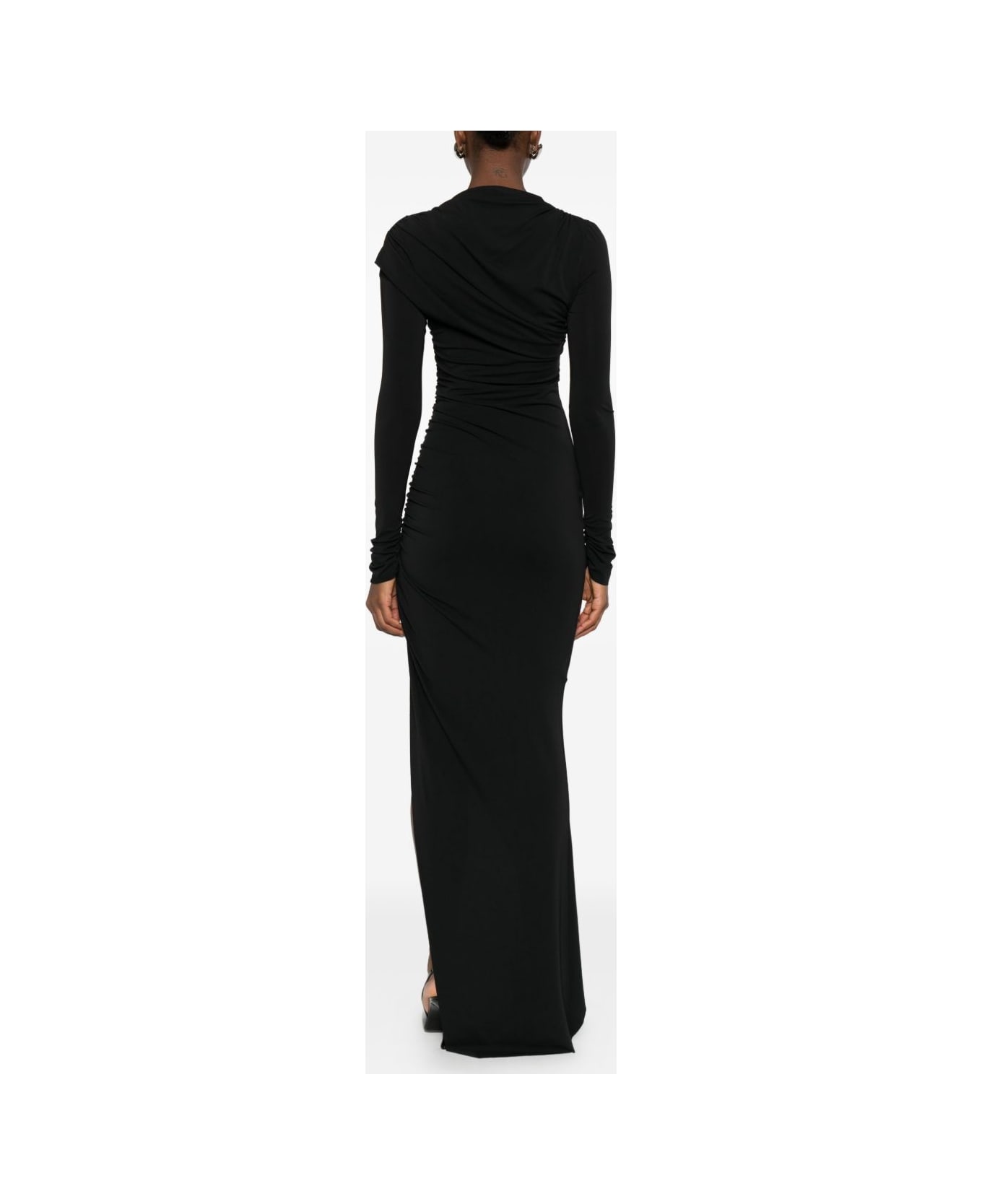 Amen Black Asymmetrical Draped Dress - Black
