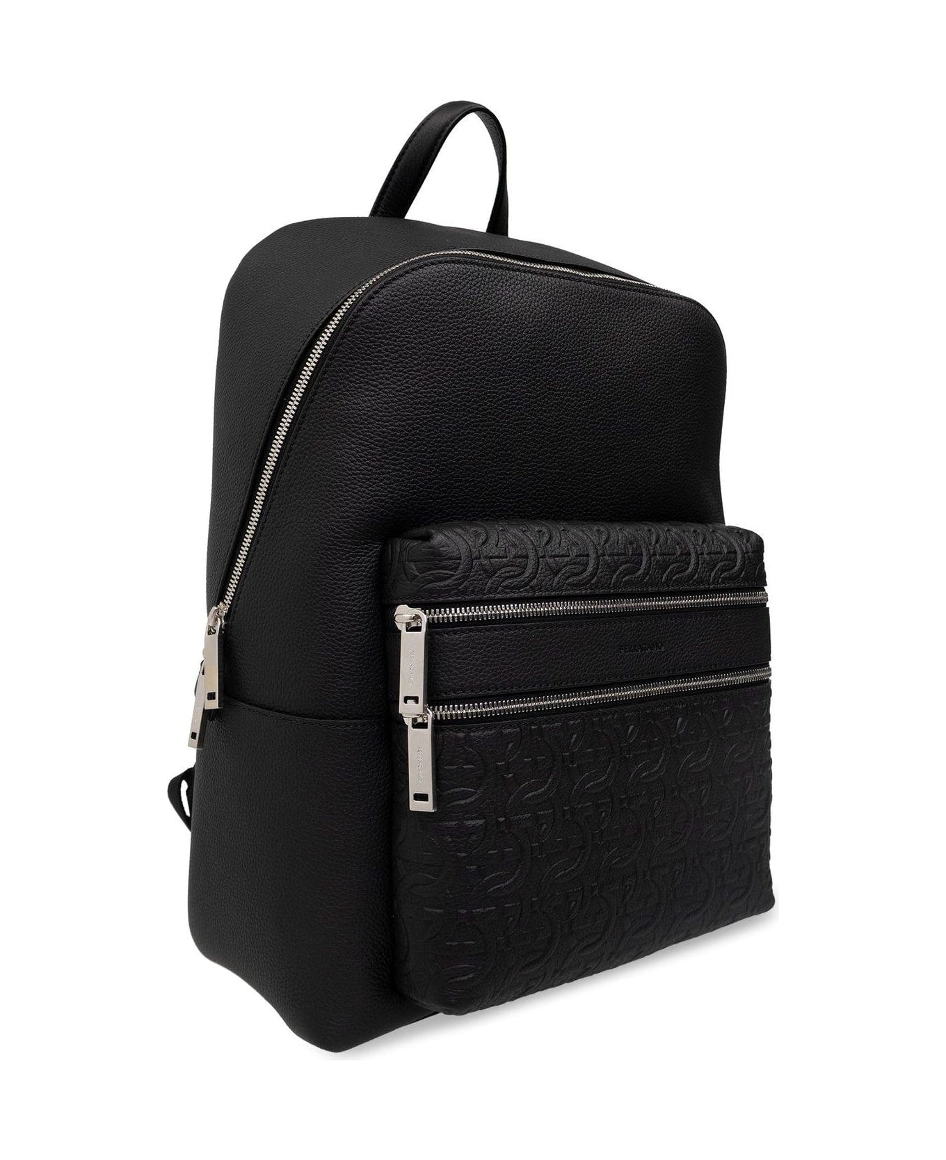 Ferragamo Logo-embossed Zipped Backpack - Black バックパック